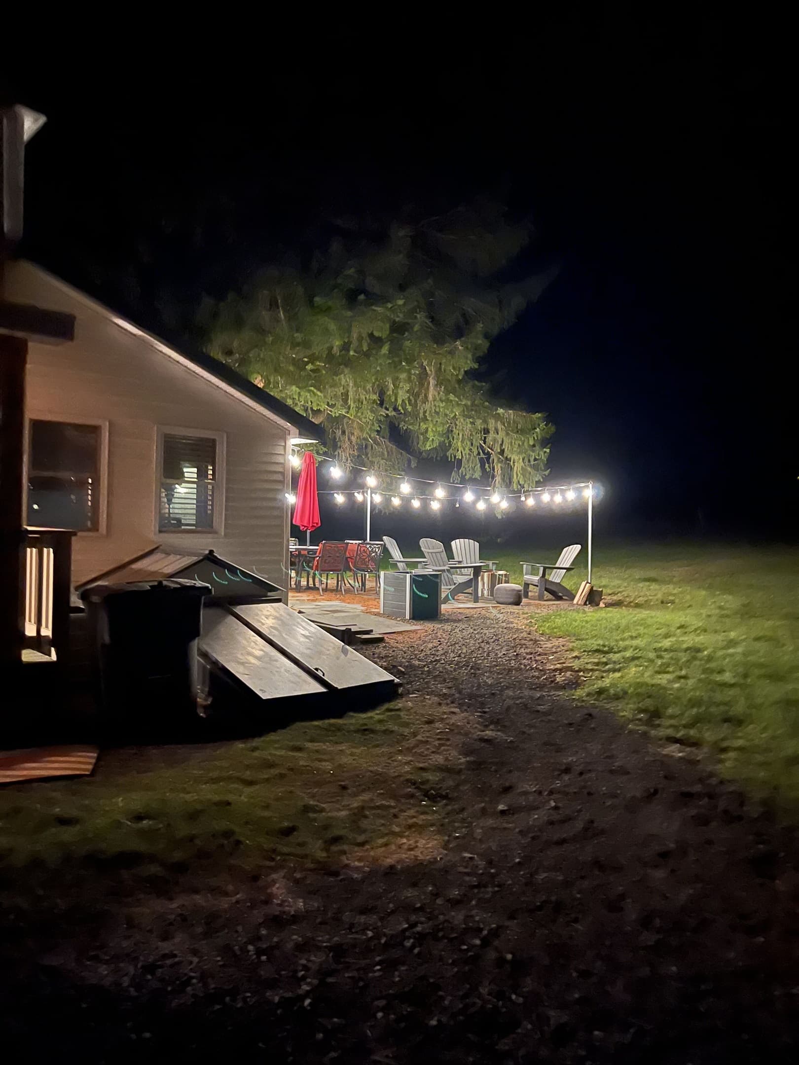 string lights on the patio