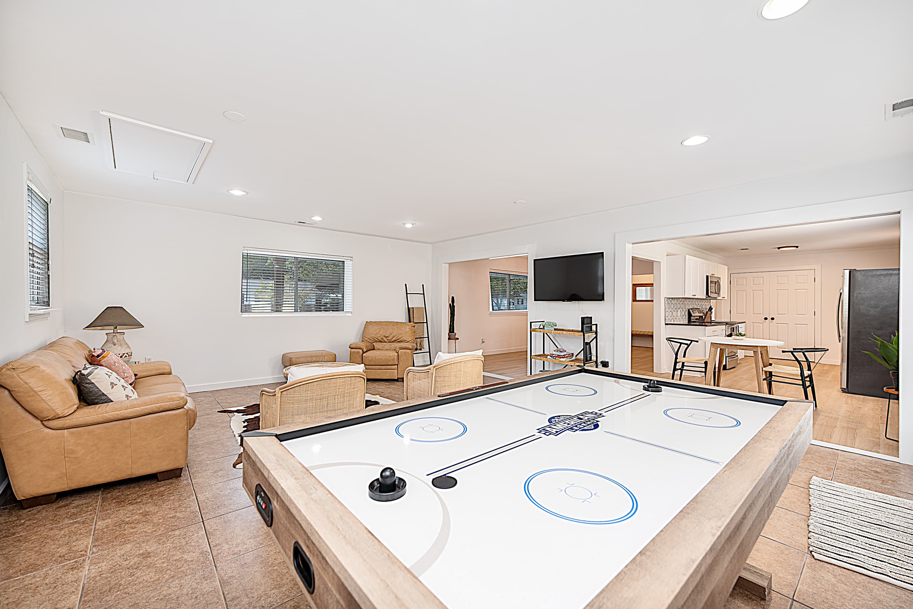 Air Hockey Table in Living Room