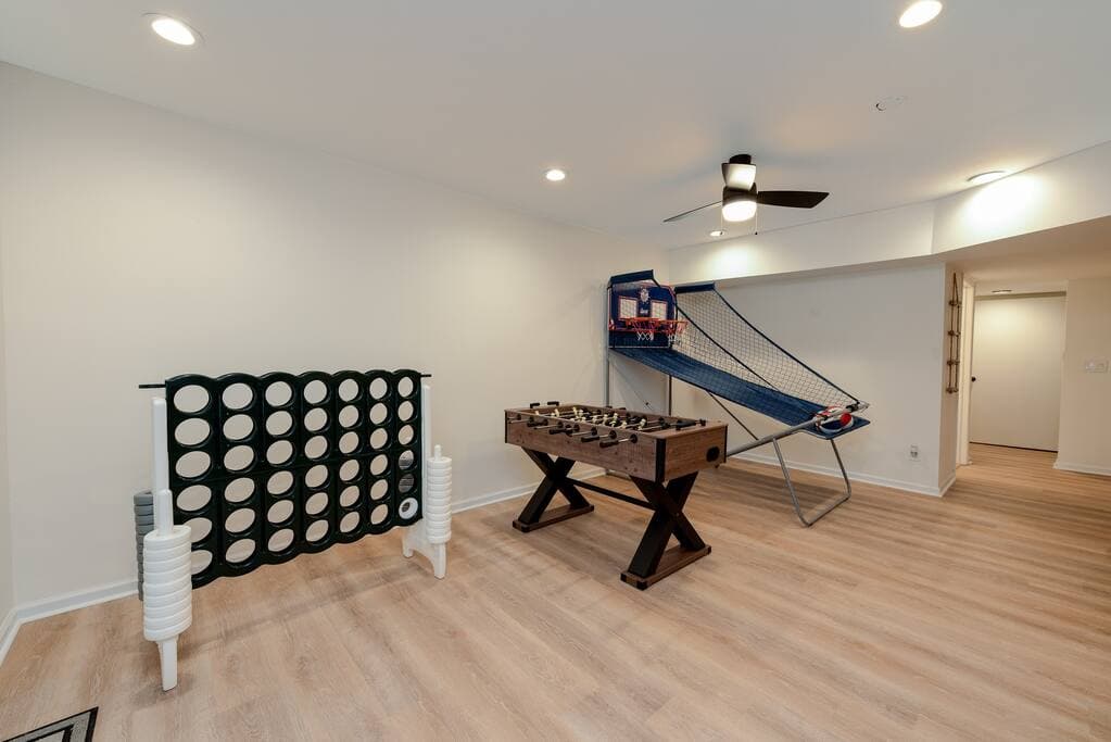 Game room located Downstairs
Connect 4
Foosball
Basketball