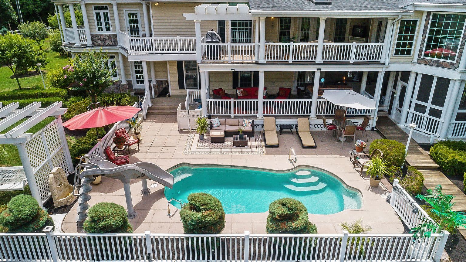 Arial of the Pool and Main Hosue
