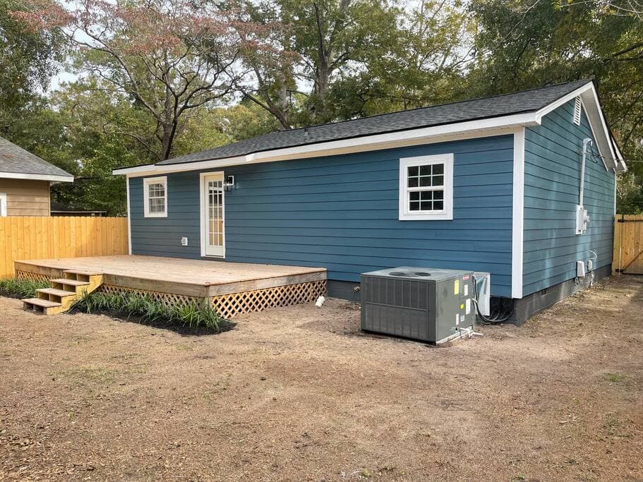 Fully Fenced in Backyard with Deck