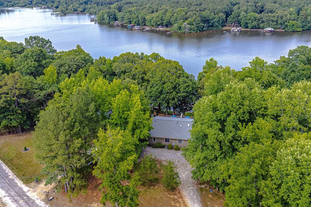 Drone shot of House on Lake