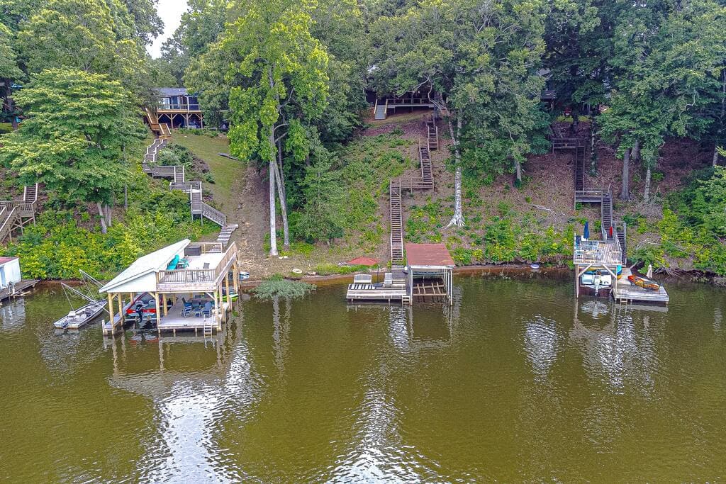 Drone shot of Dock from Lake