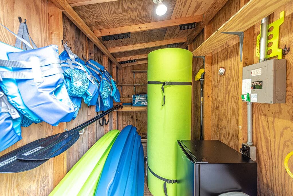 Shared Boathouse
Rental includes one kayak and one 18 ft water mat