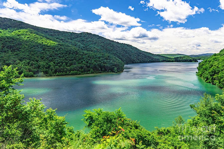 Blues and greens of lake moomaw 