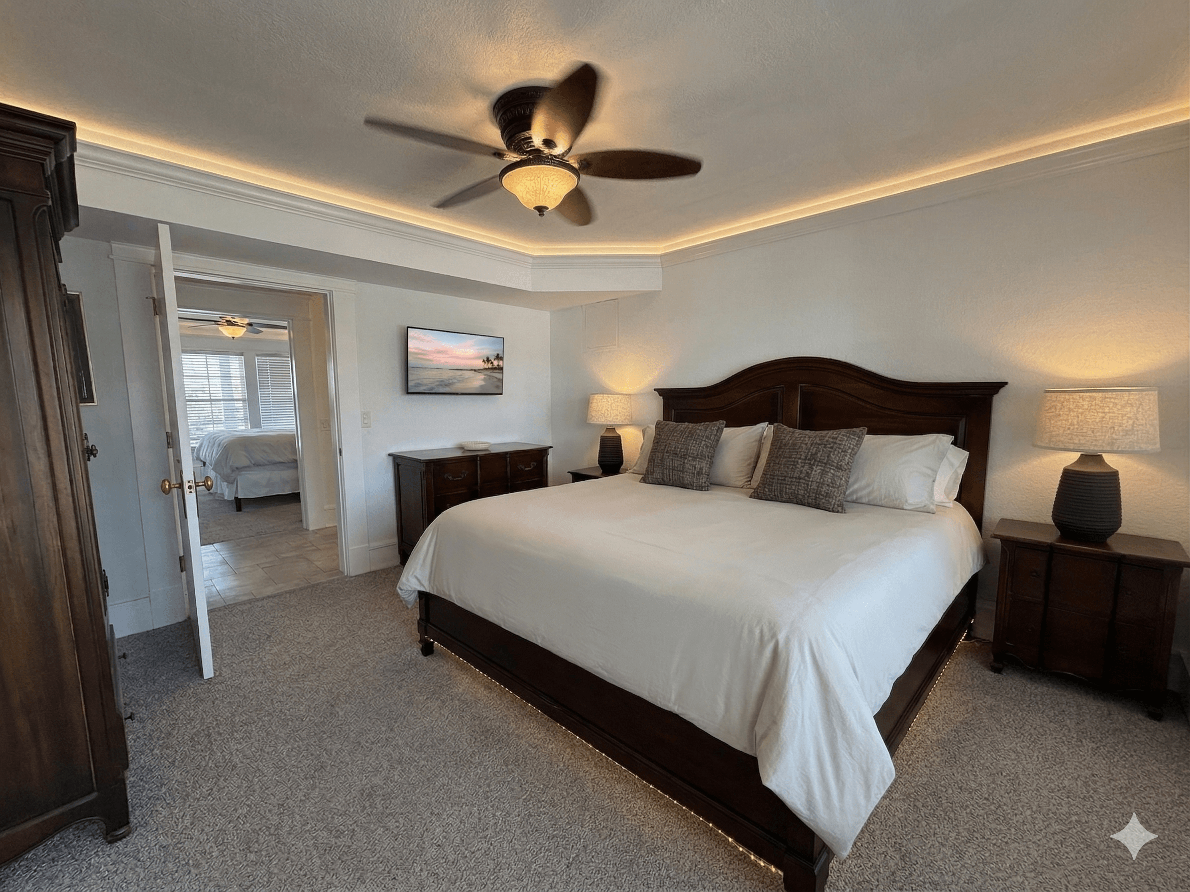 Bedroom 2 — Inviting King Suite with Classic Coastal Design & Natural Light | The Mark Twain Oceanfront Estate, Outer Banks