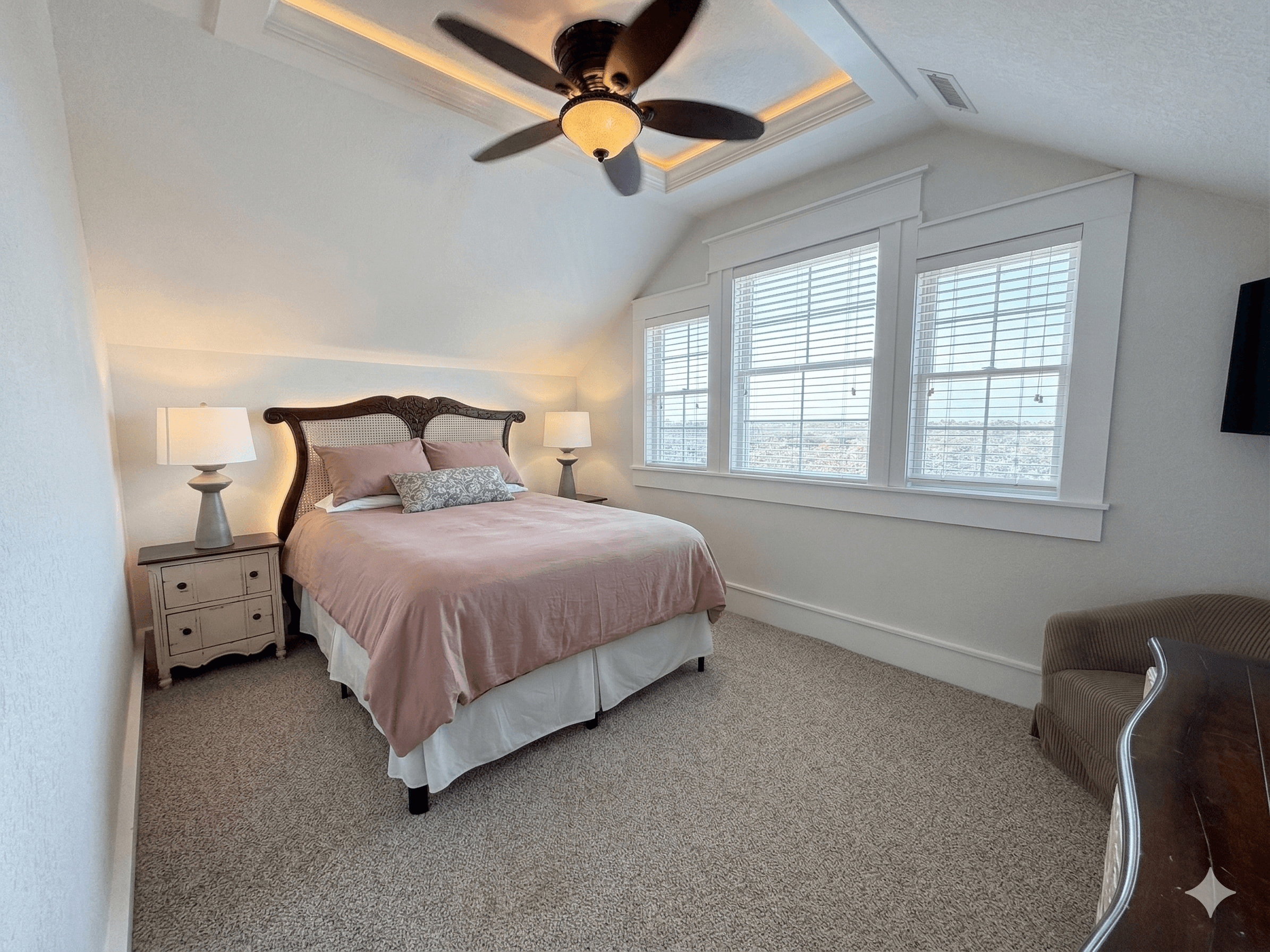 Bedroom 13 — Charming Suite with Teal Headboard & Cozy Atmosphere | The Mark Twain Oceanfront Estate, Outer Banks