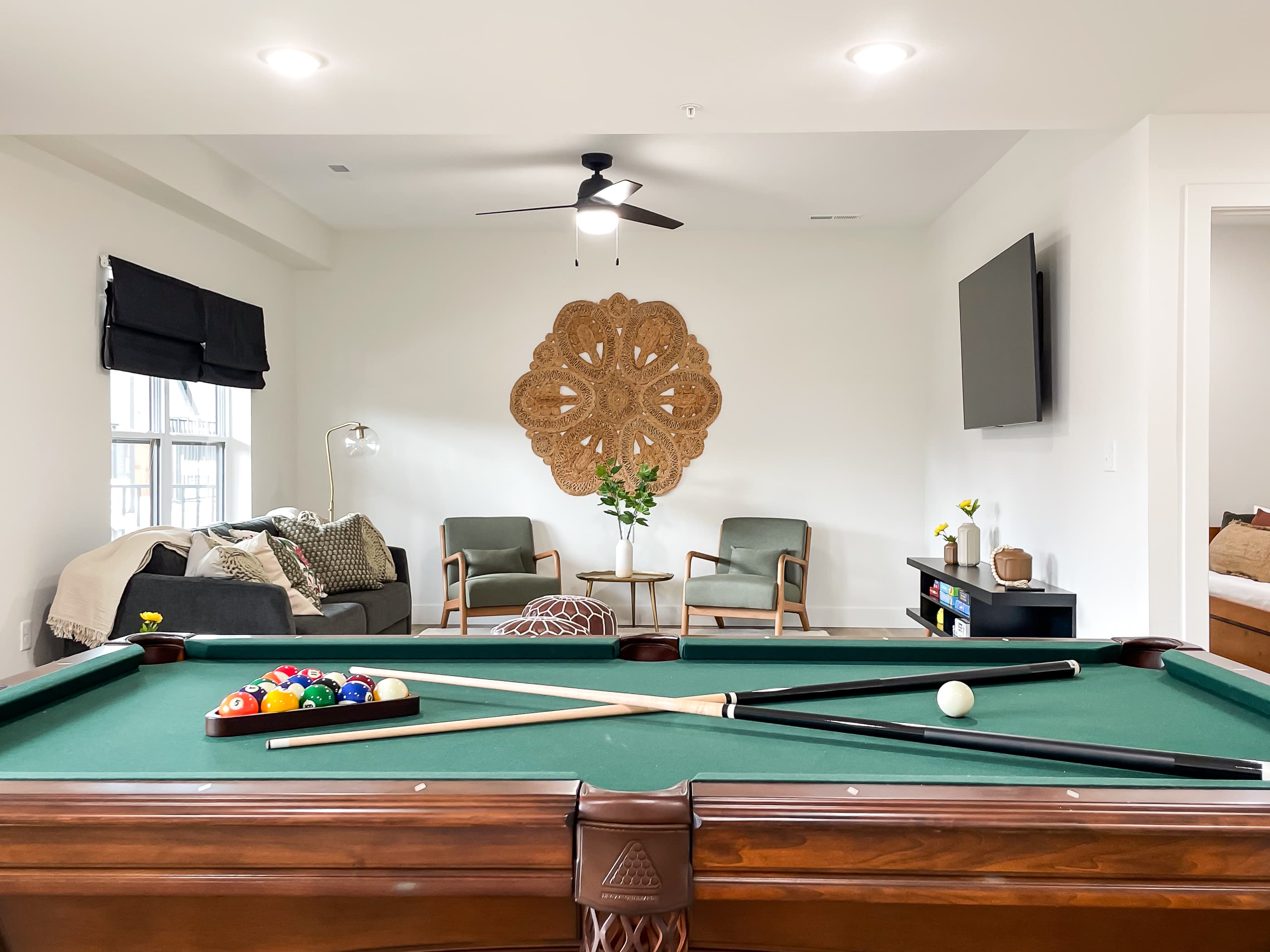 Game room area and family room