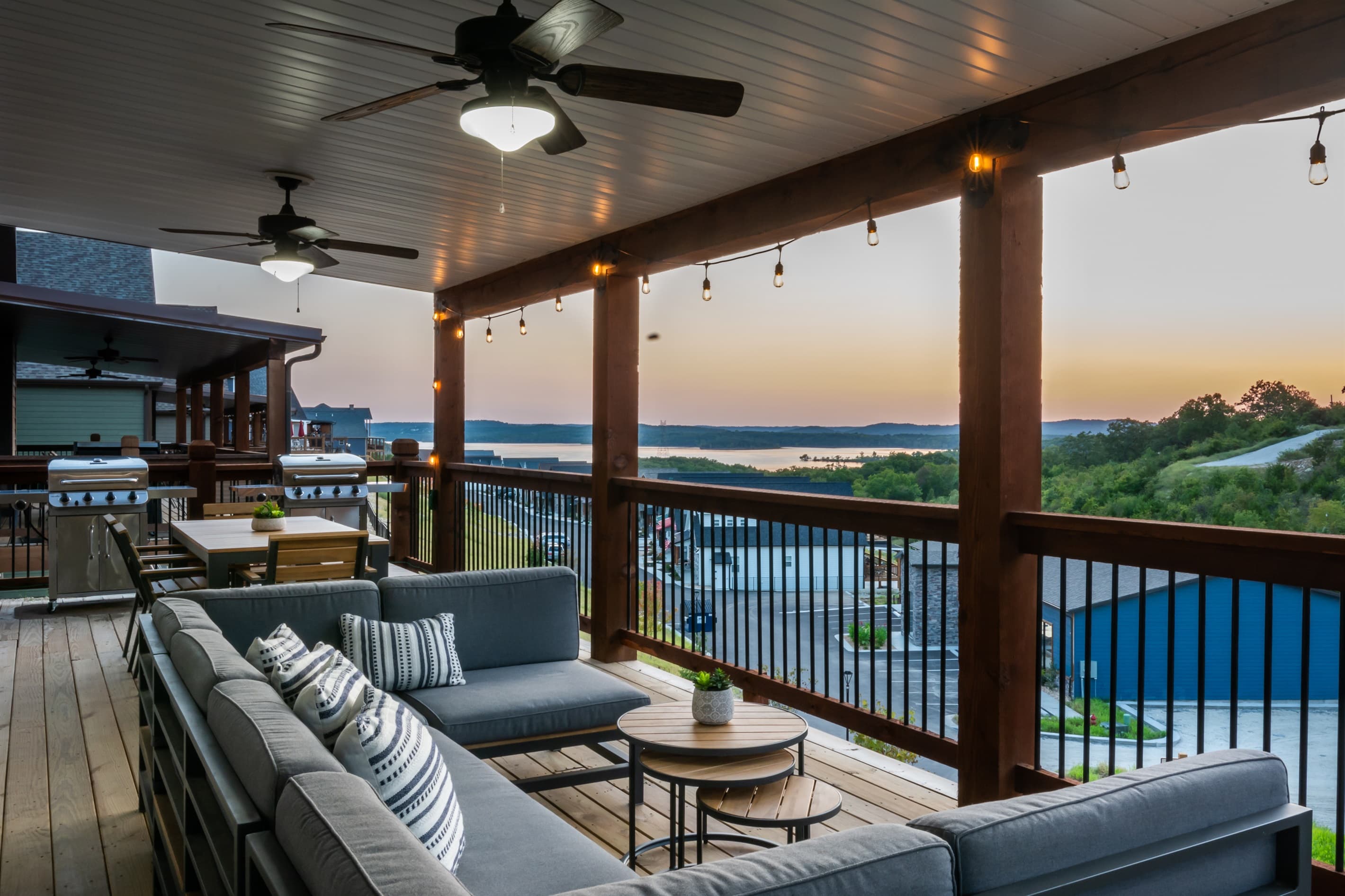 Sunset lake view is amazing from our deck (yes, the house you see on the left!)