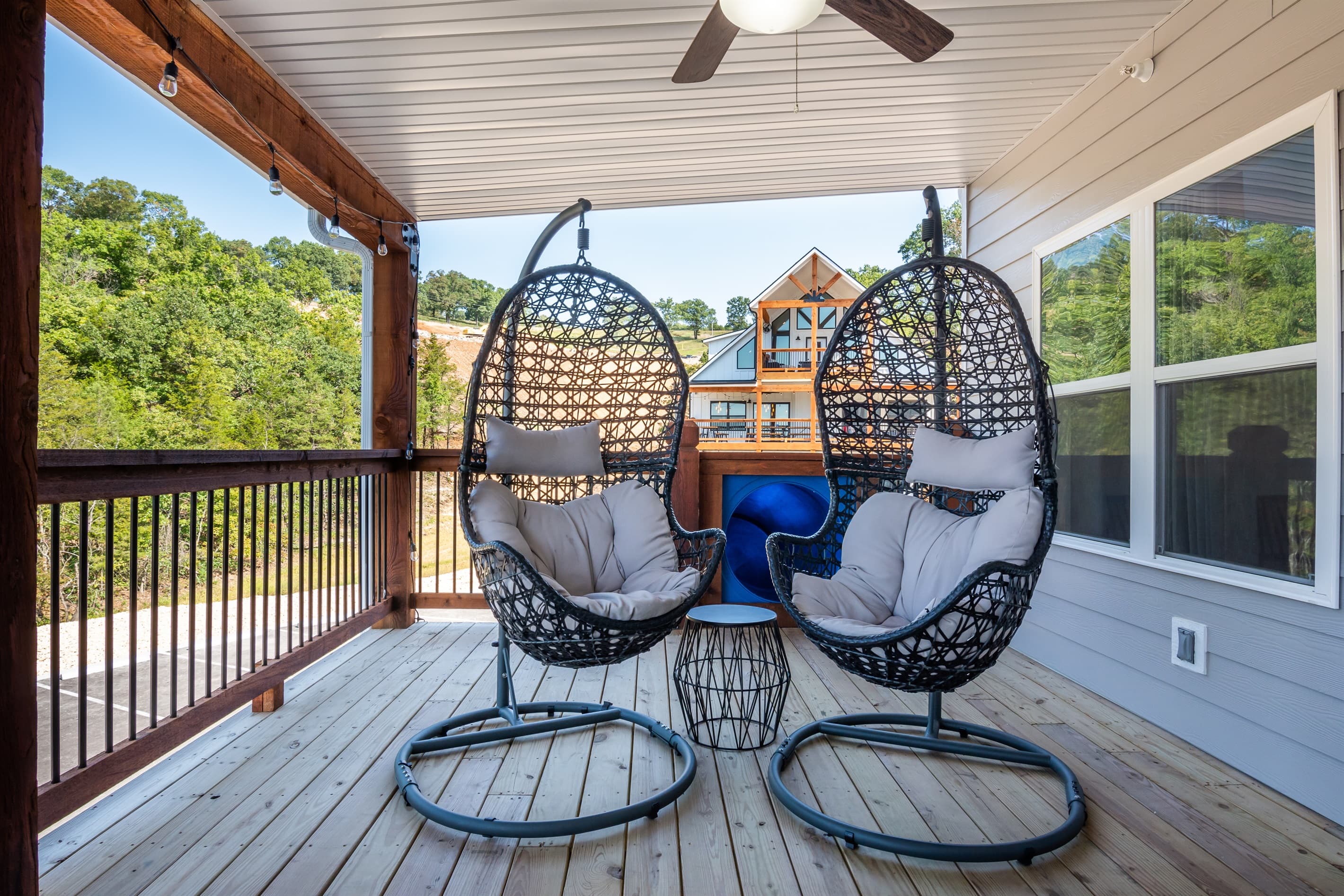 Fun egg chairs to relax on the deck