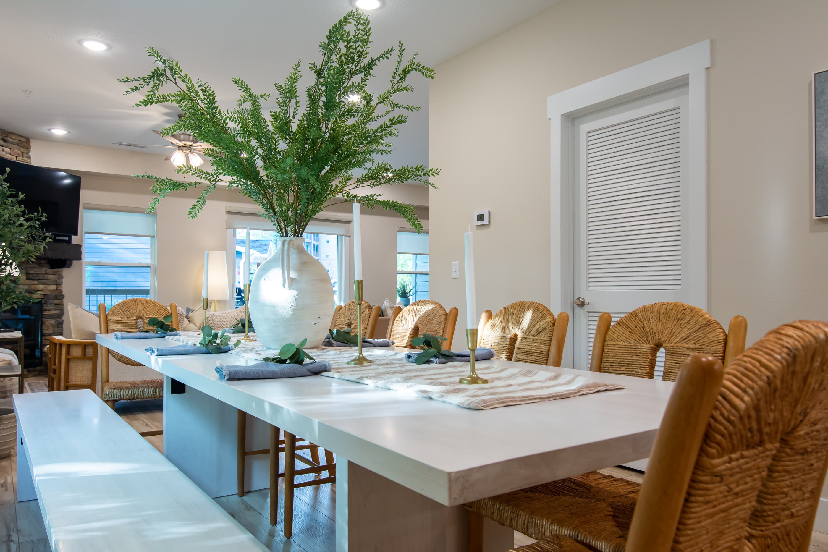Large dining table and seating, perfect for a nice family meal