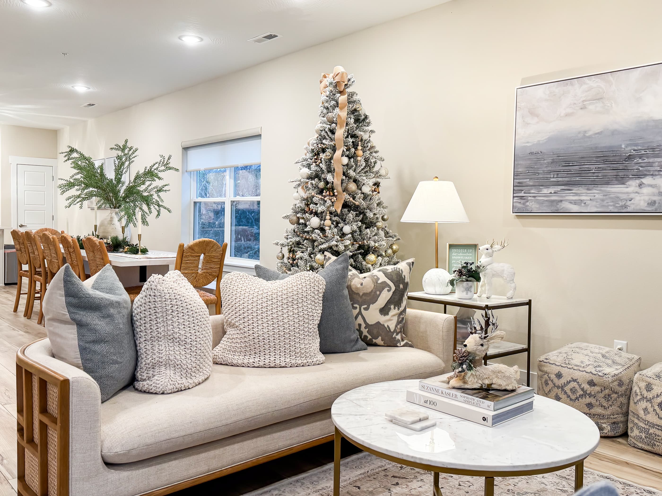 Great room with open concept and a dash of holiday spirit during the holiday season