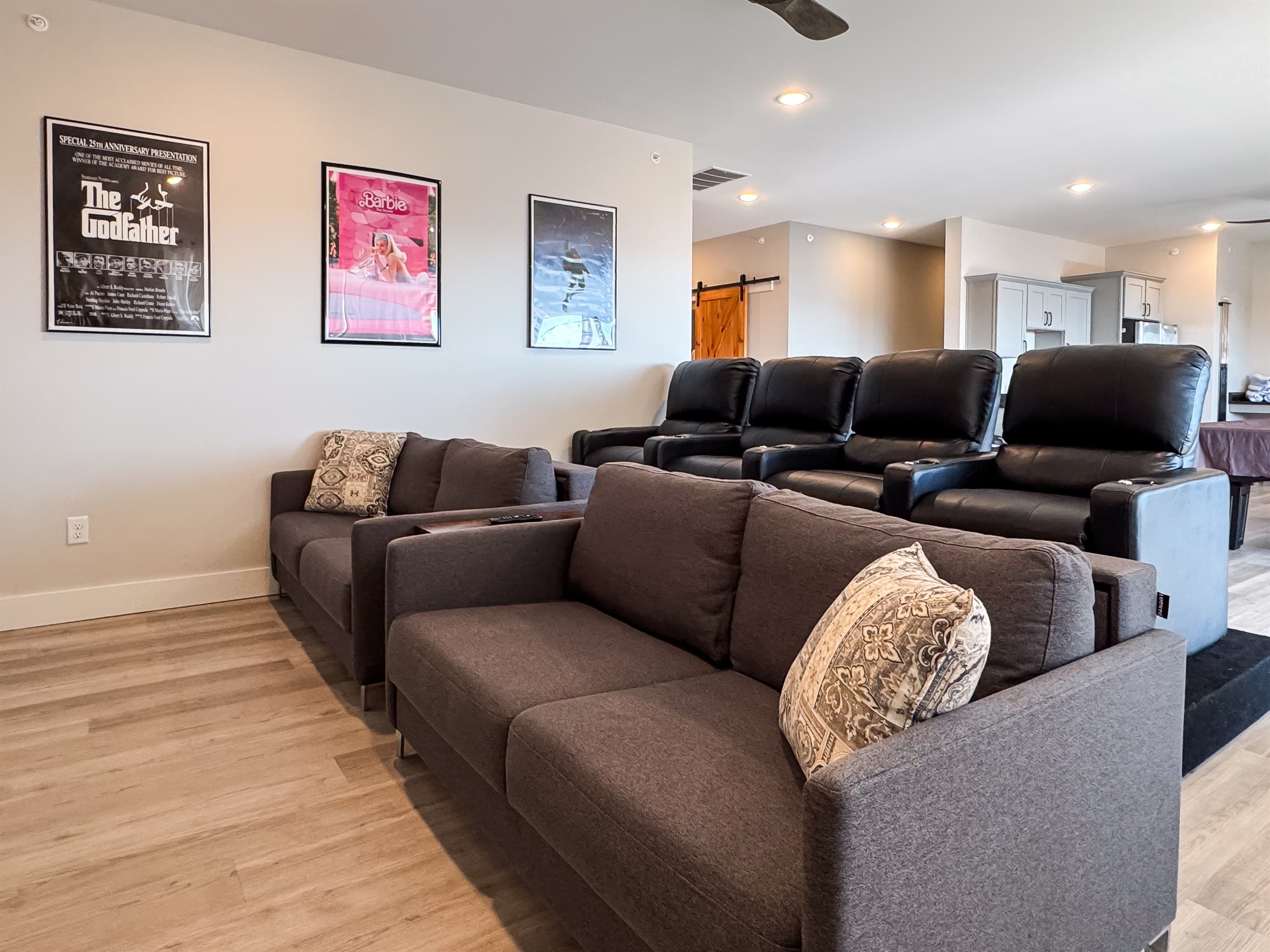 Theater room with queen pullout bed for ample room