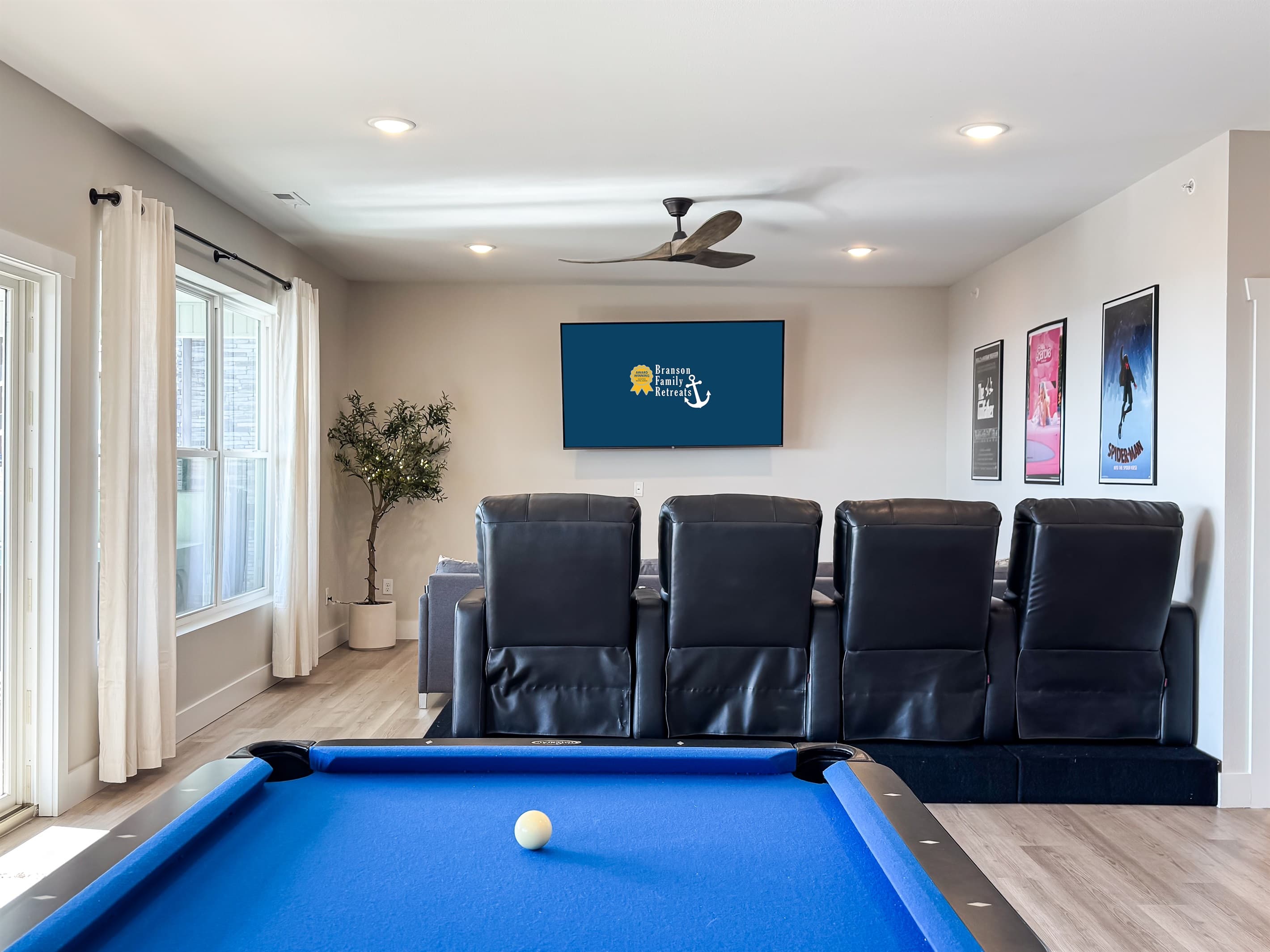 Game room with tv for watching the sports while enjoying a game of pool