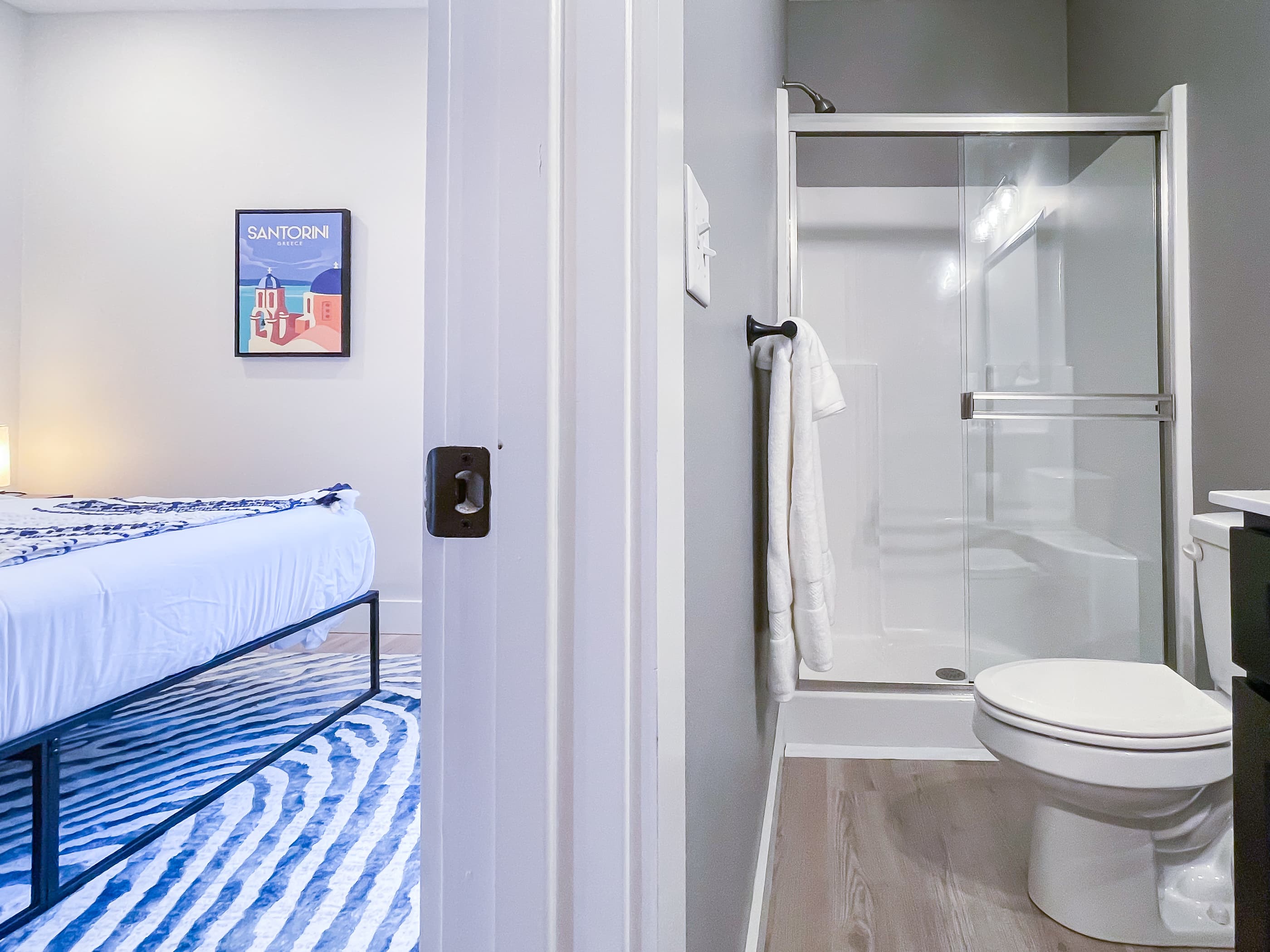 Bedroom 5 en suite bathroom with step in shower and built in shower seat