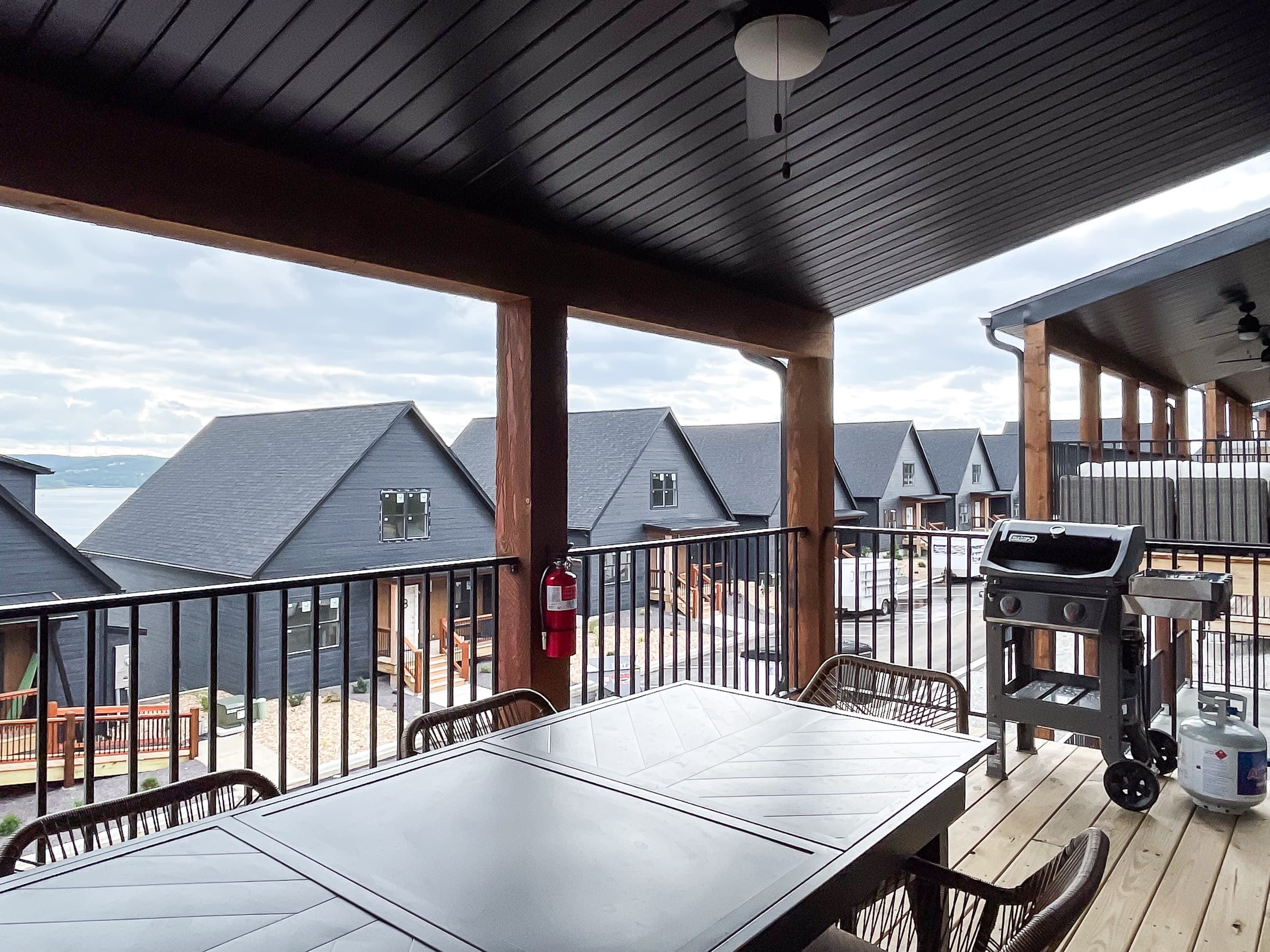 Grill to use on the deck and easy serving to outdoor dining table