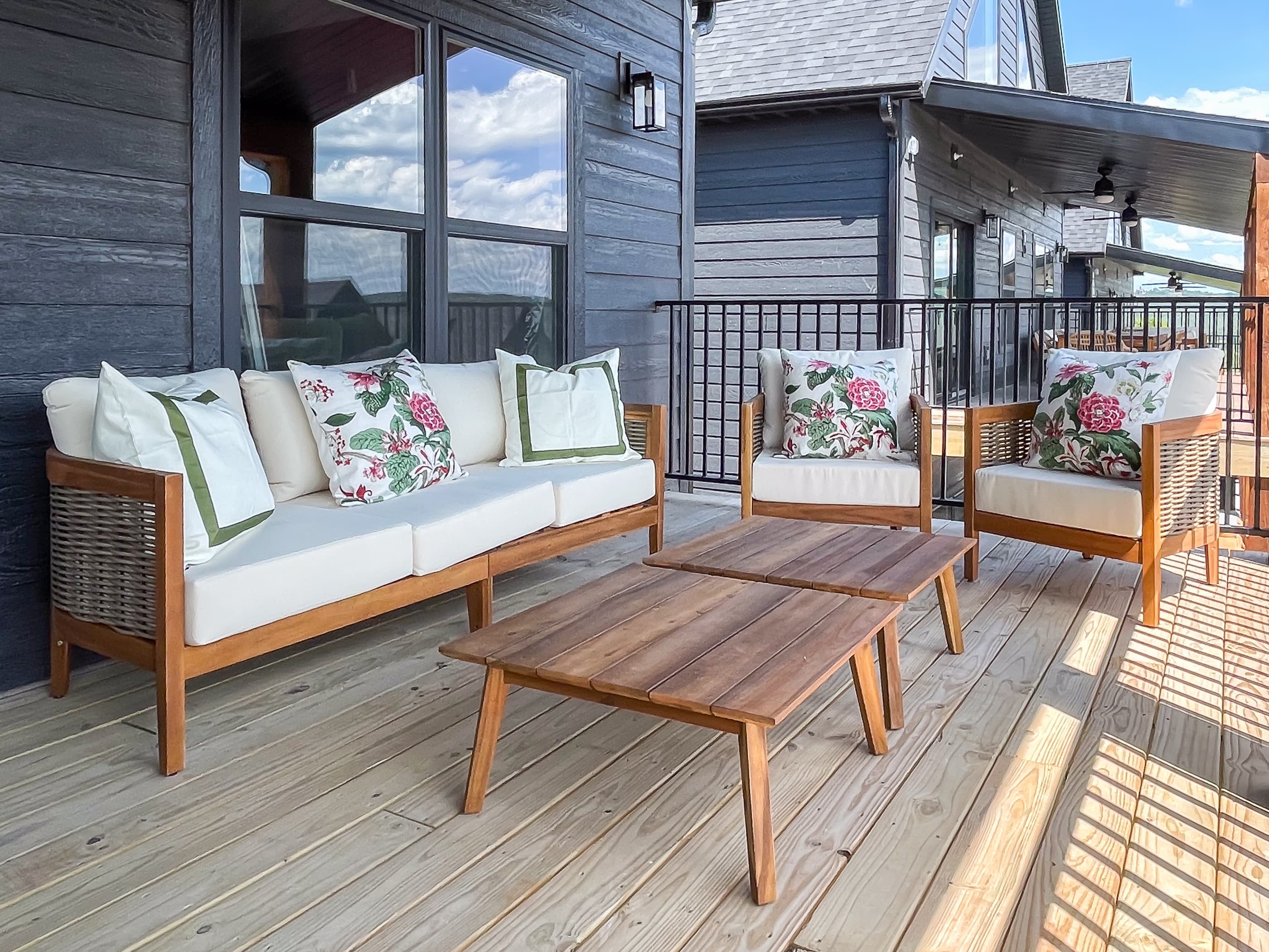 Cushion seating to enjoy with the view of the lake