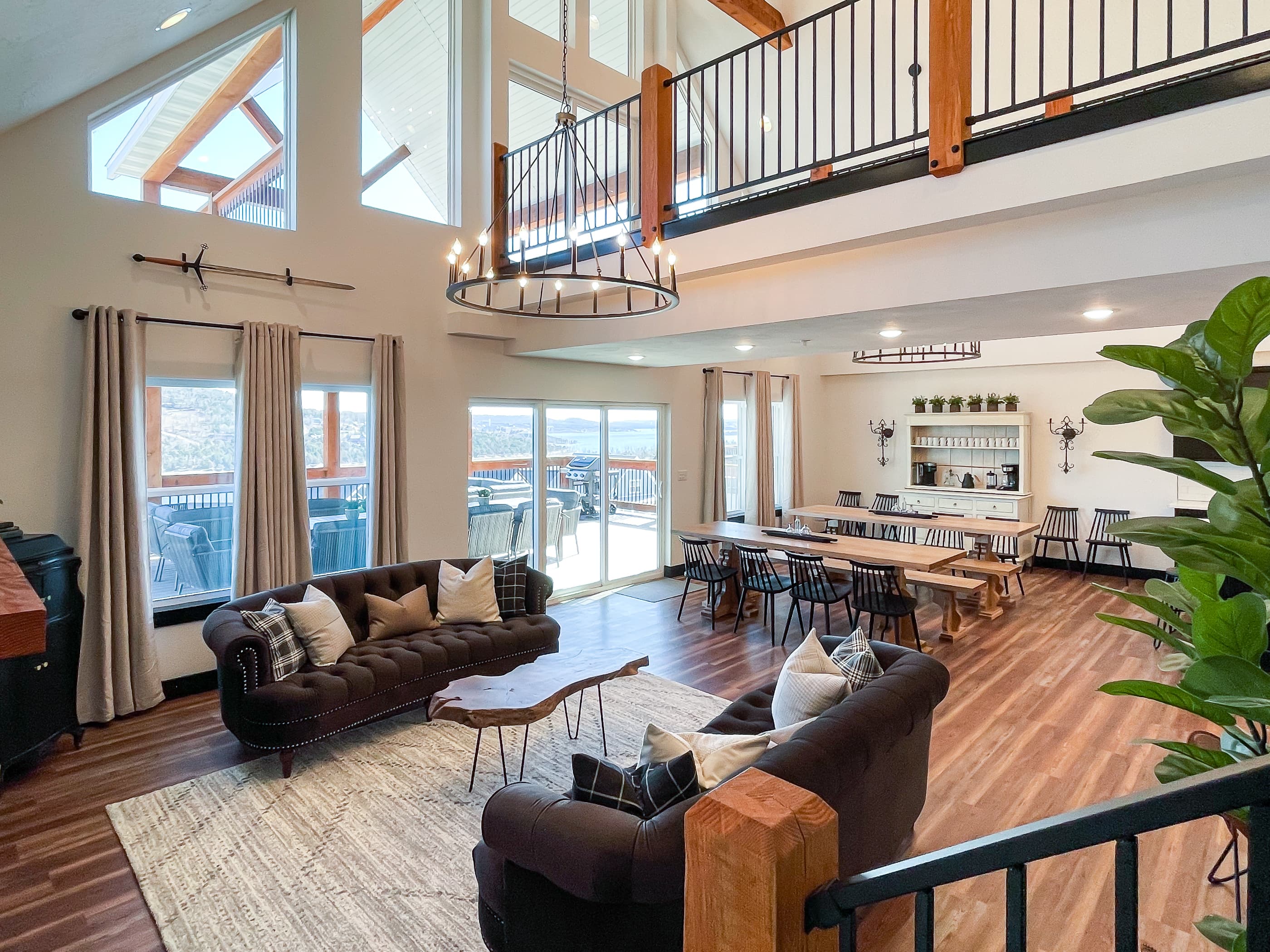 Main level open concept great room and large dining area