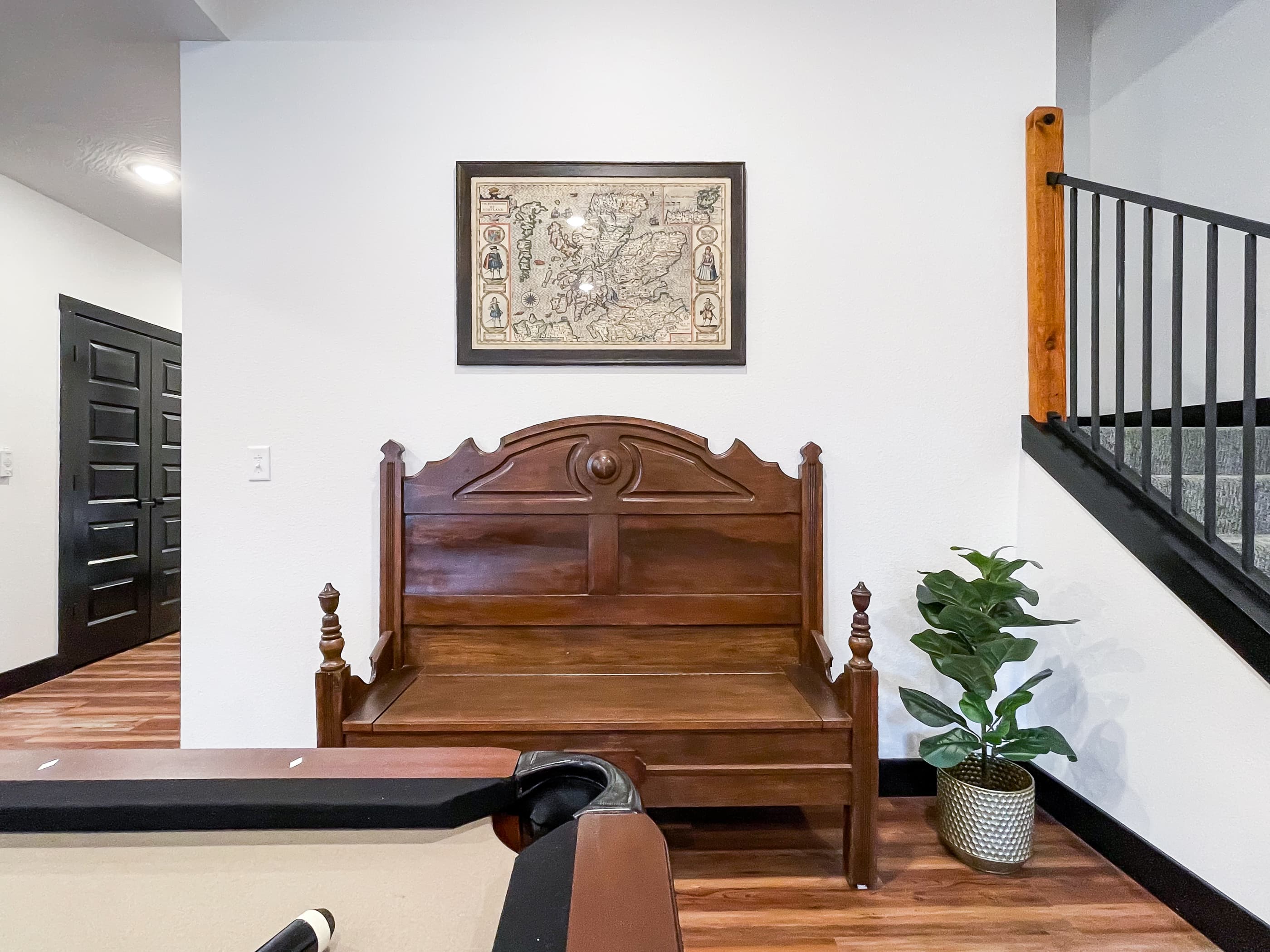 Lower level game room with pool table and pool room access