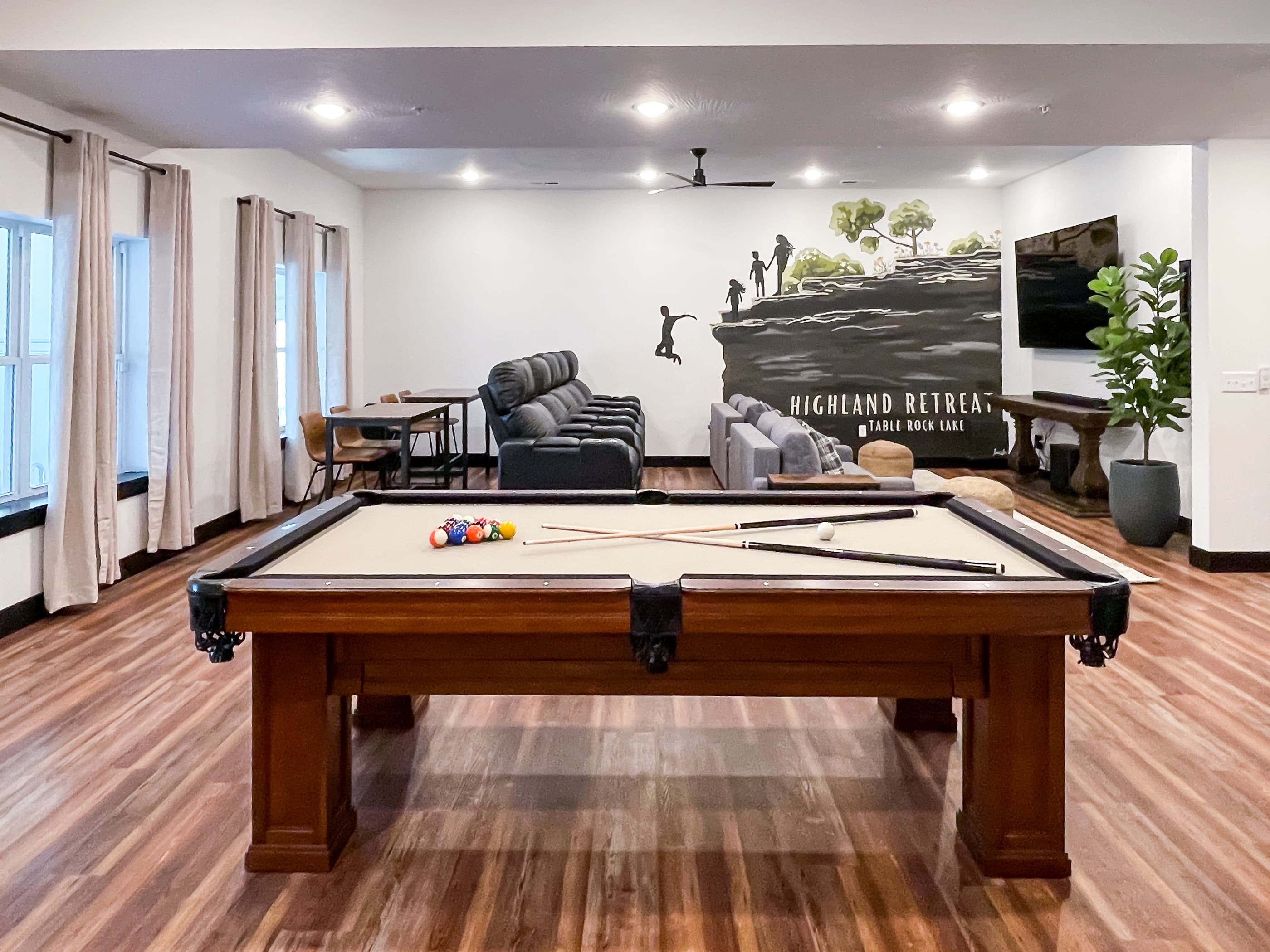 Lower level theater and game room