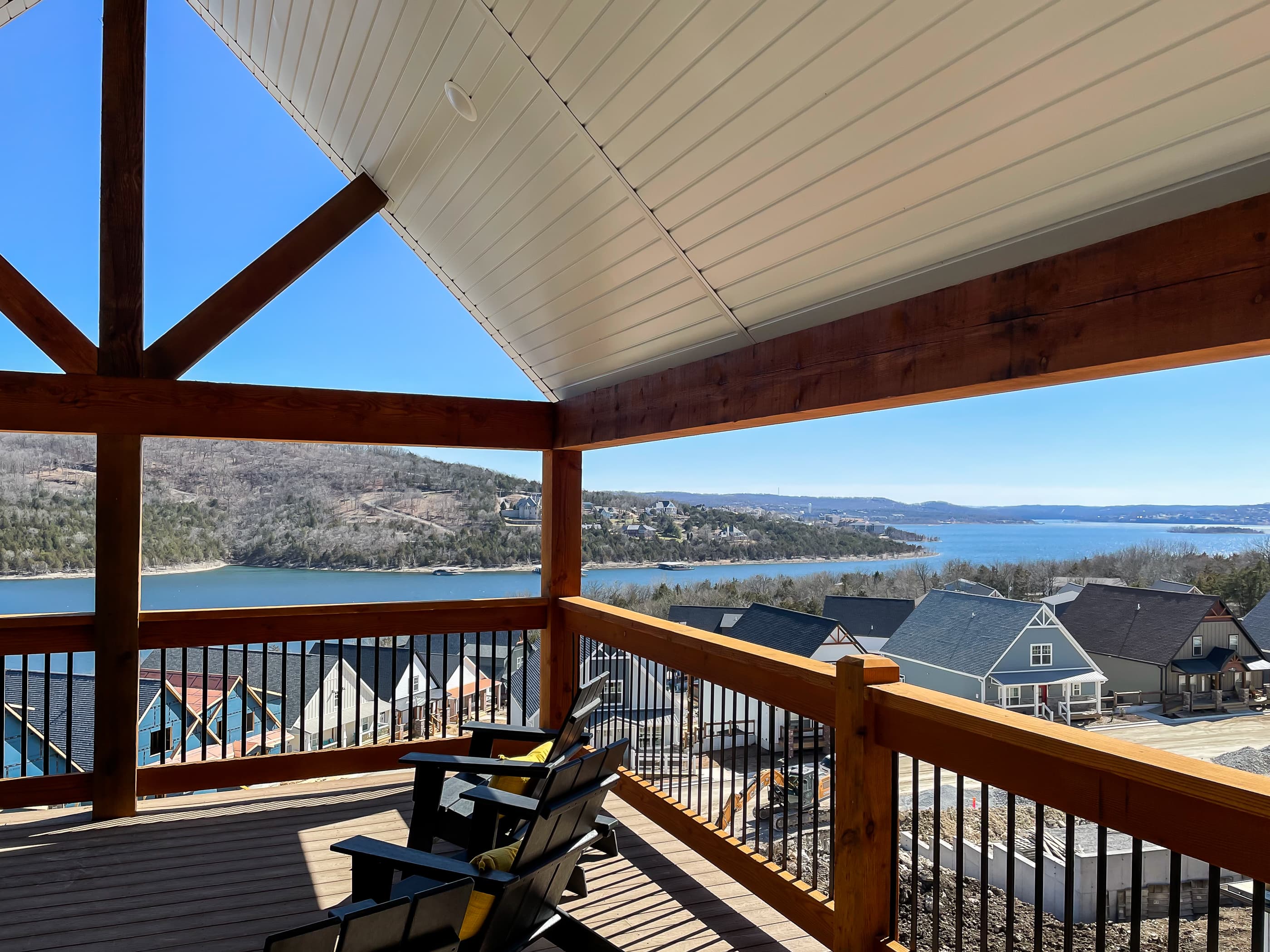 Covered upper level deck with beautiful Table Rock Lake view