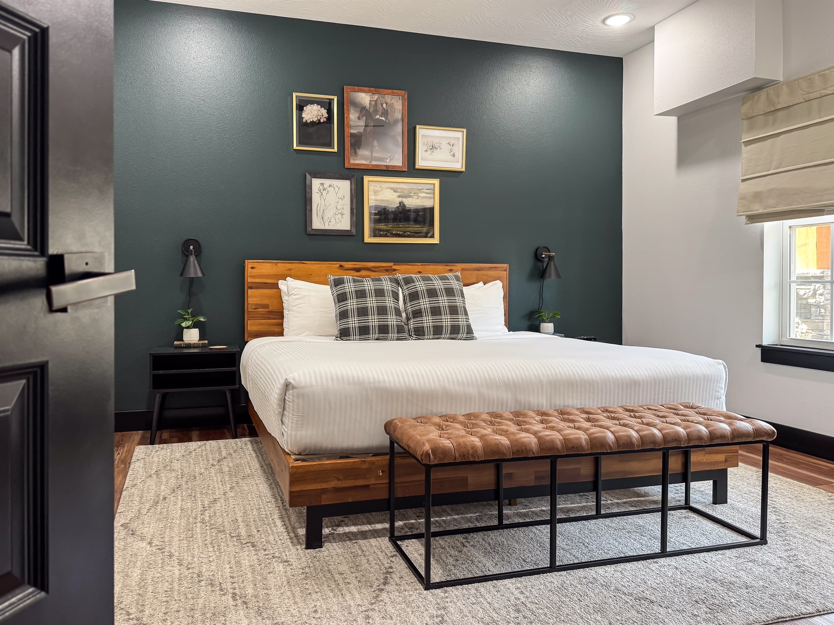 Main level spacious room with a low height king bed