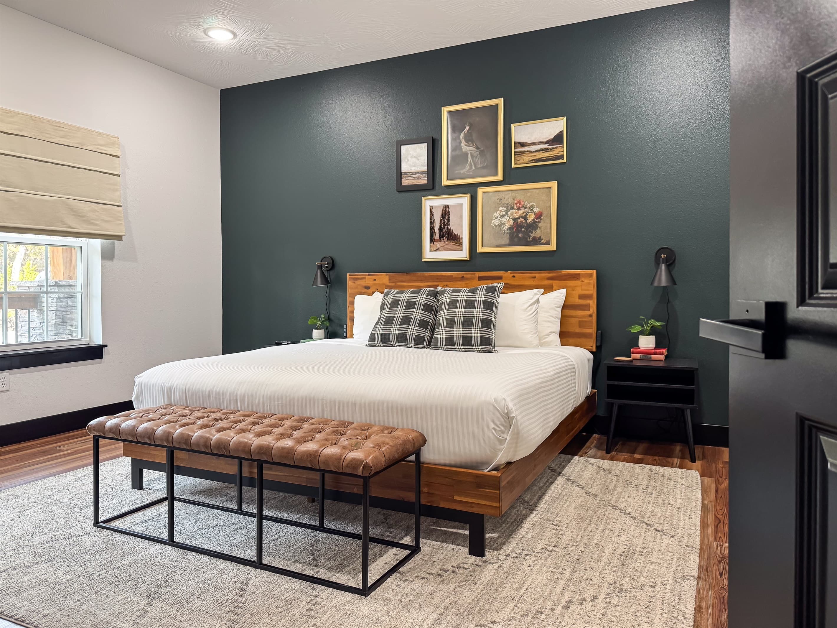 Main level spacious room with a low height king bed
