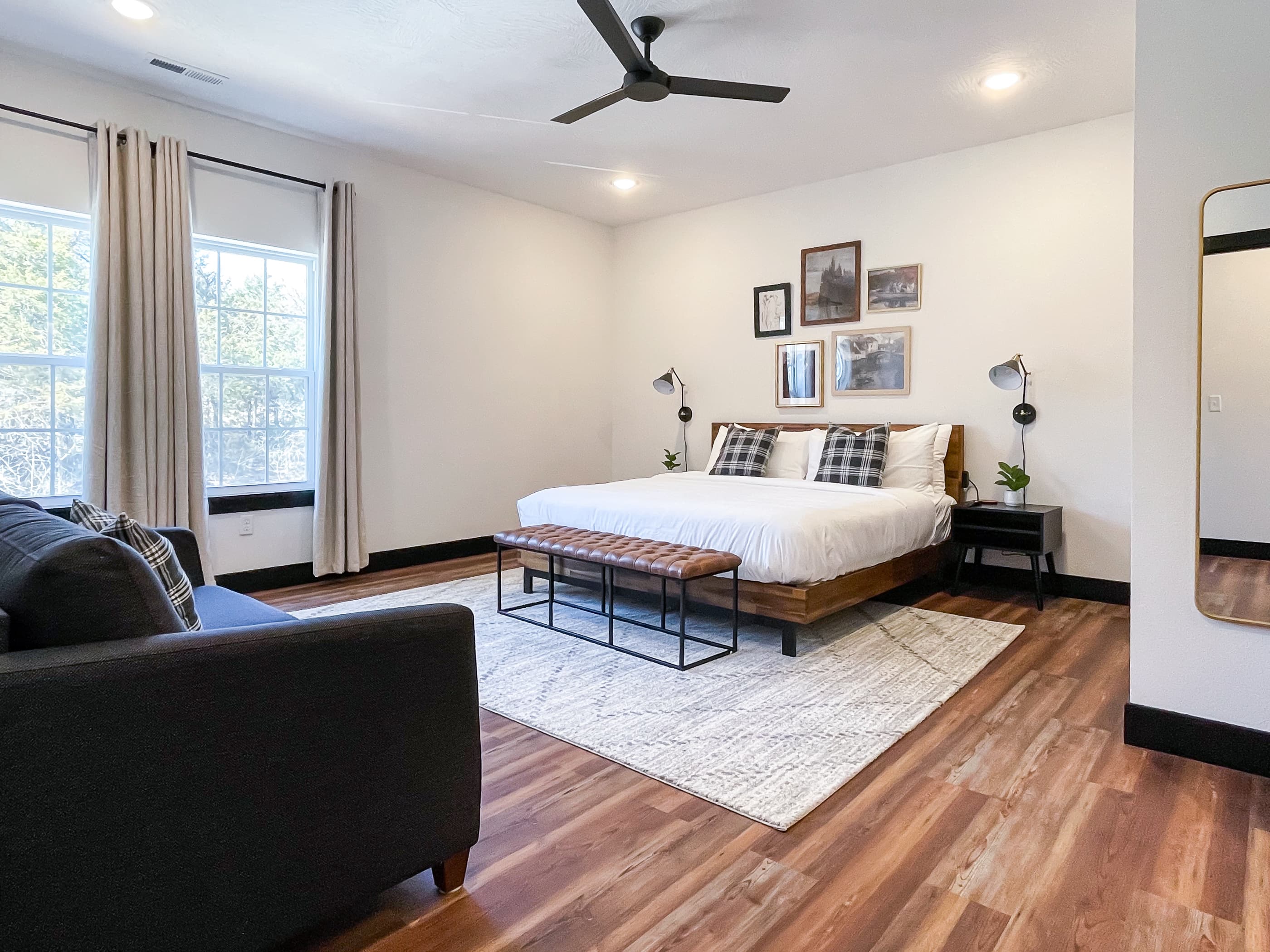 Upper level spacious bedroom with king bed and queen sofa sleeper