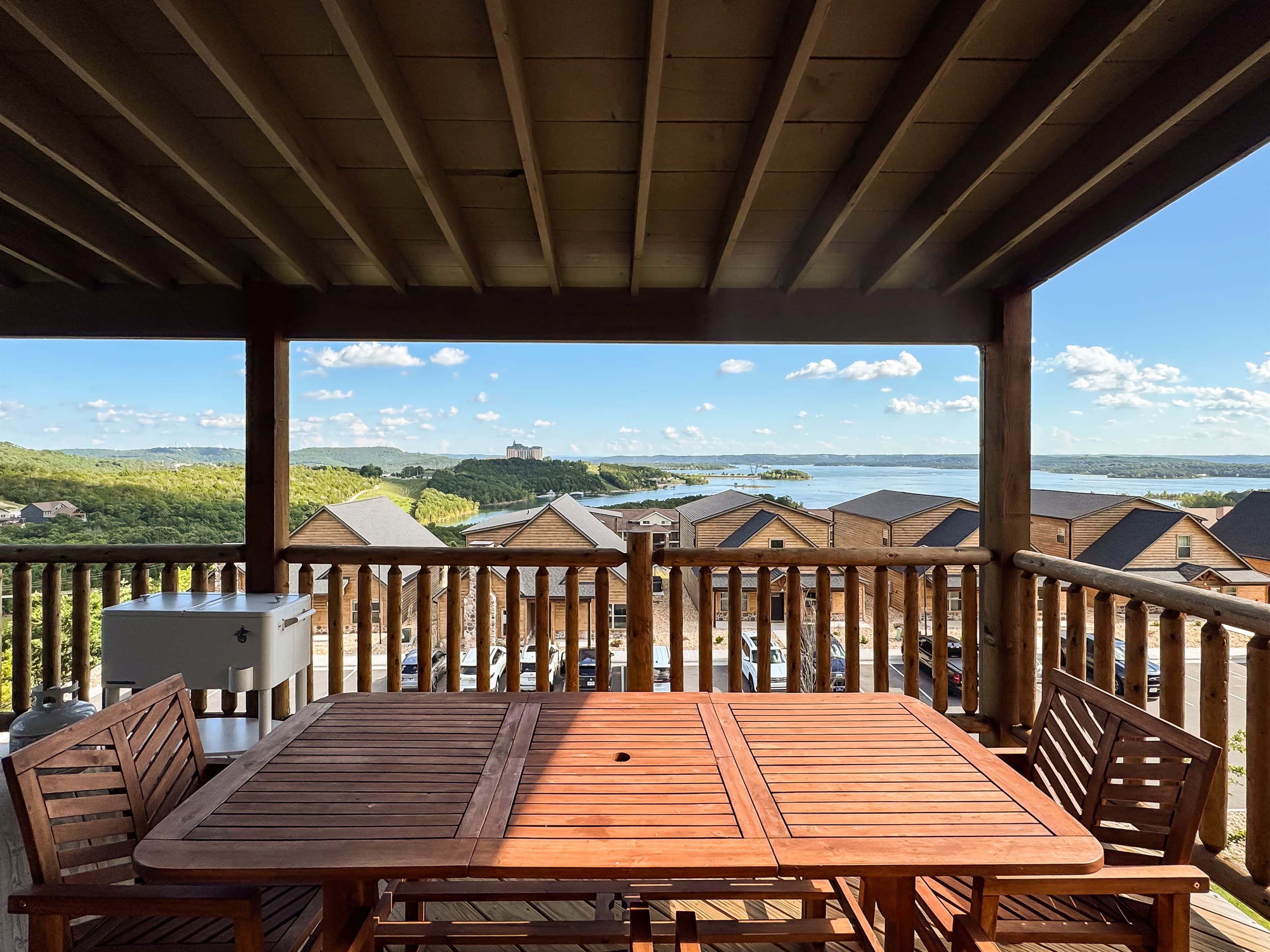 View from the dining table on deck to enjoy a meal on or sip coffee