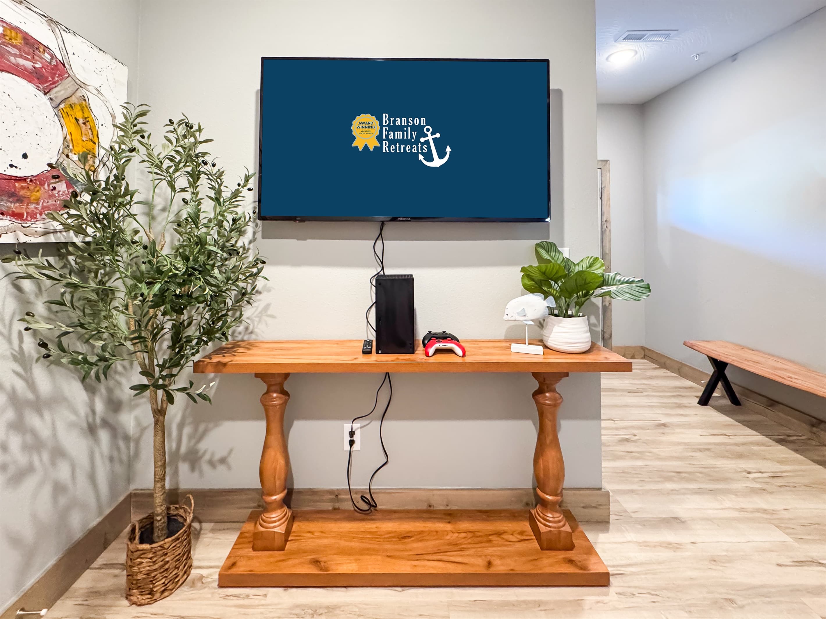 Gaming console with flat screen Tv to play on
