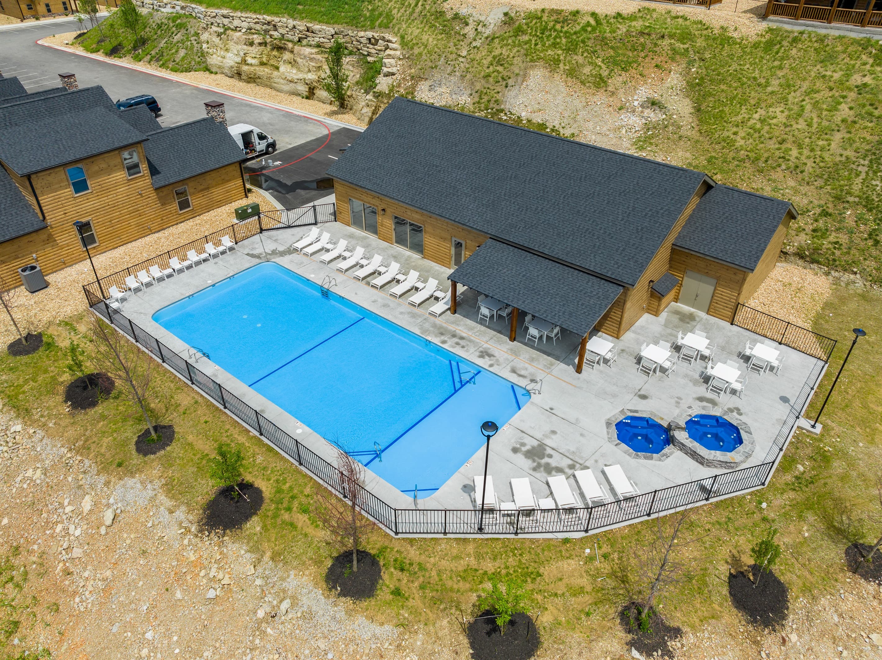 Air view of the pool amenities