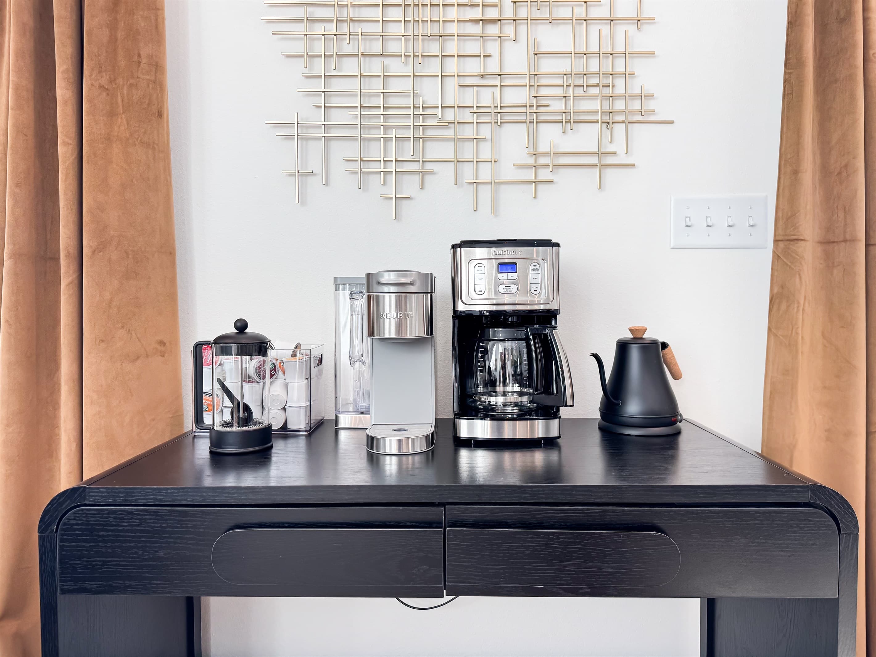 Coffee area with three options to make coffee