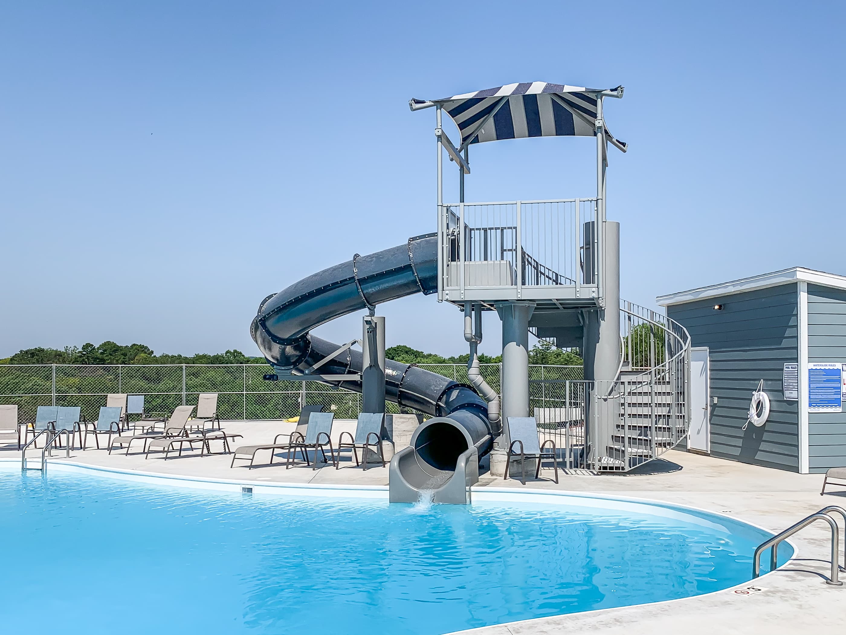 Water slide at the outdoor pool