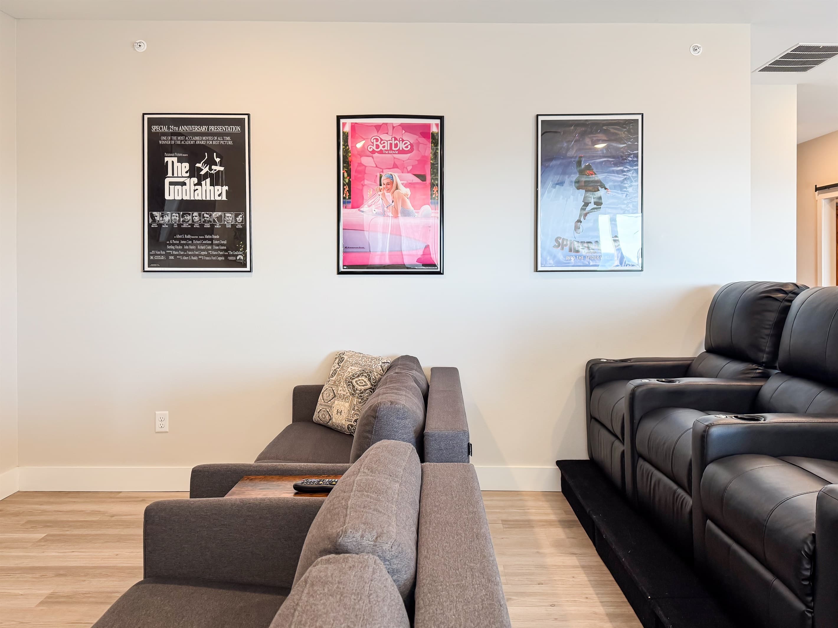 Theater room with comfort in mind for family movie nights