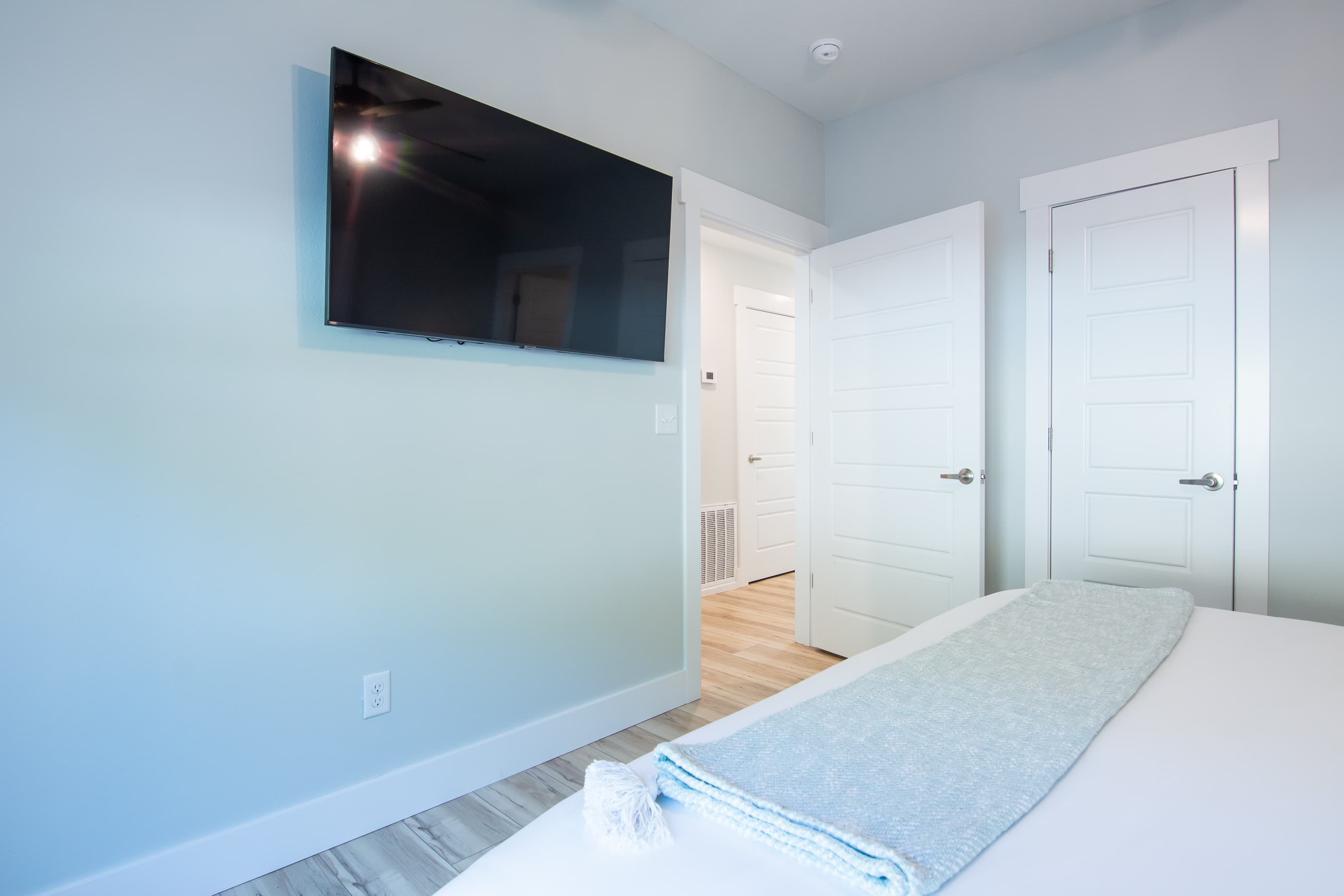 Bedroom 2- spacious room with TV and closet for storage