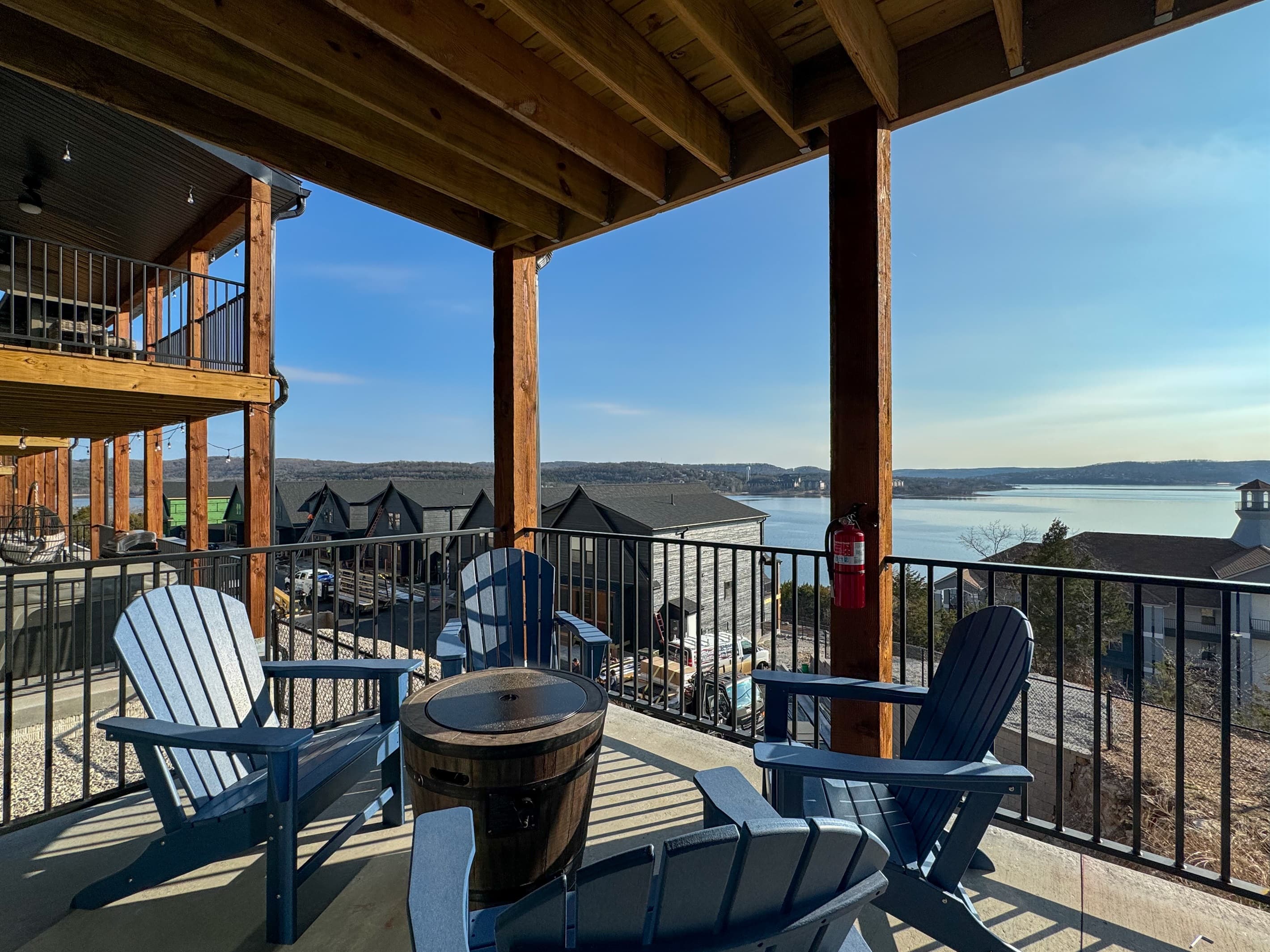 Lower deck with seating and firepit