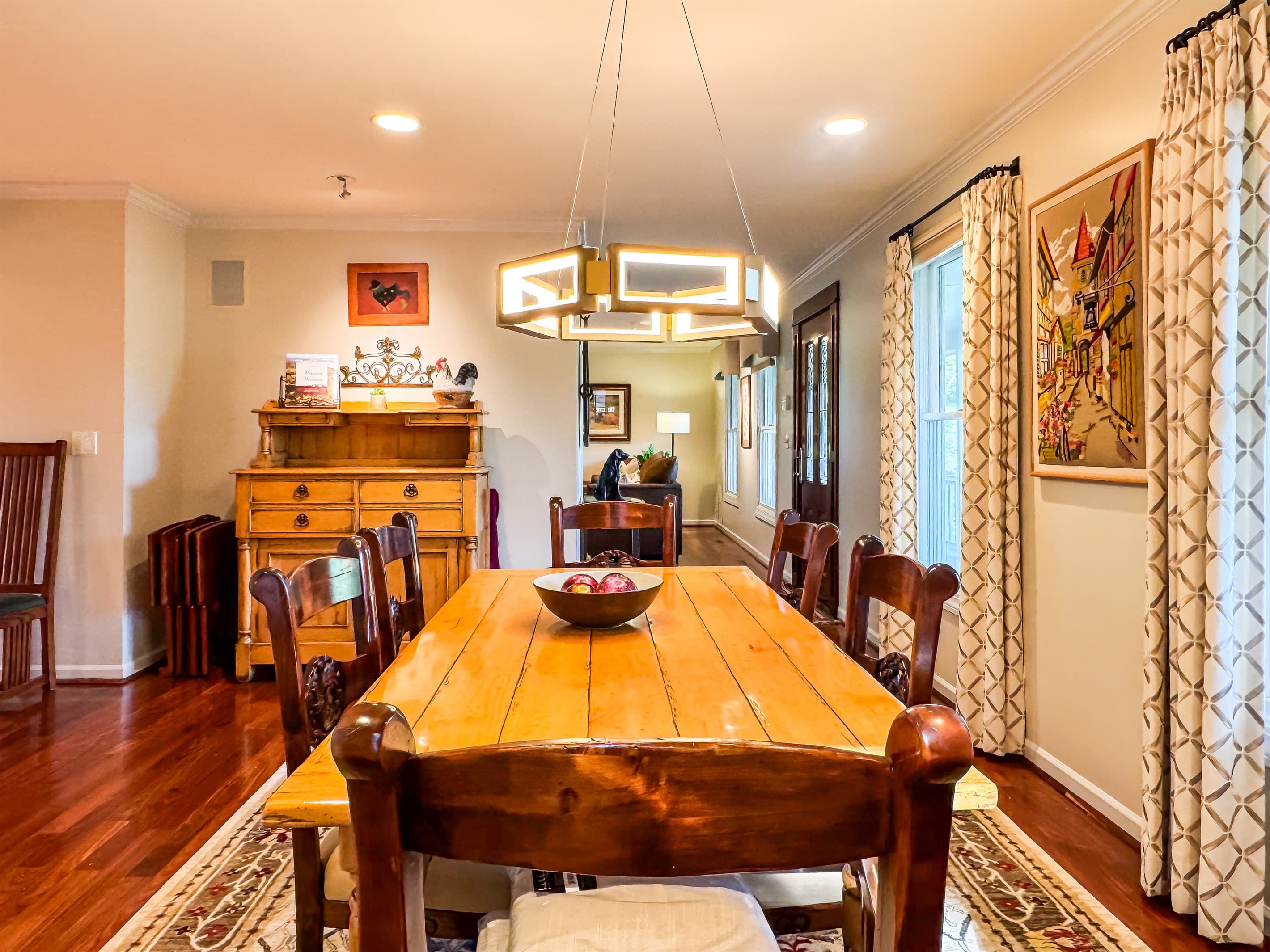 Formal Dining Room next to the kitchen with fabulous view of the front yard at Pointer Haus.