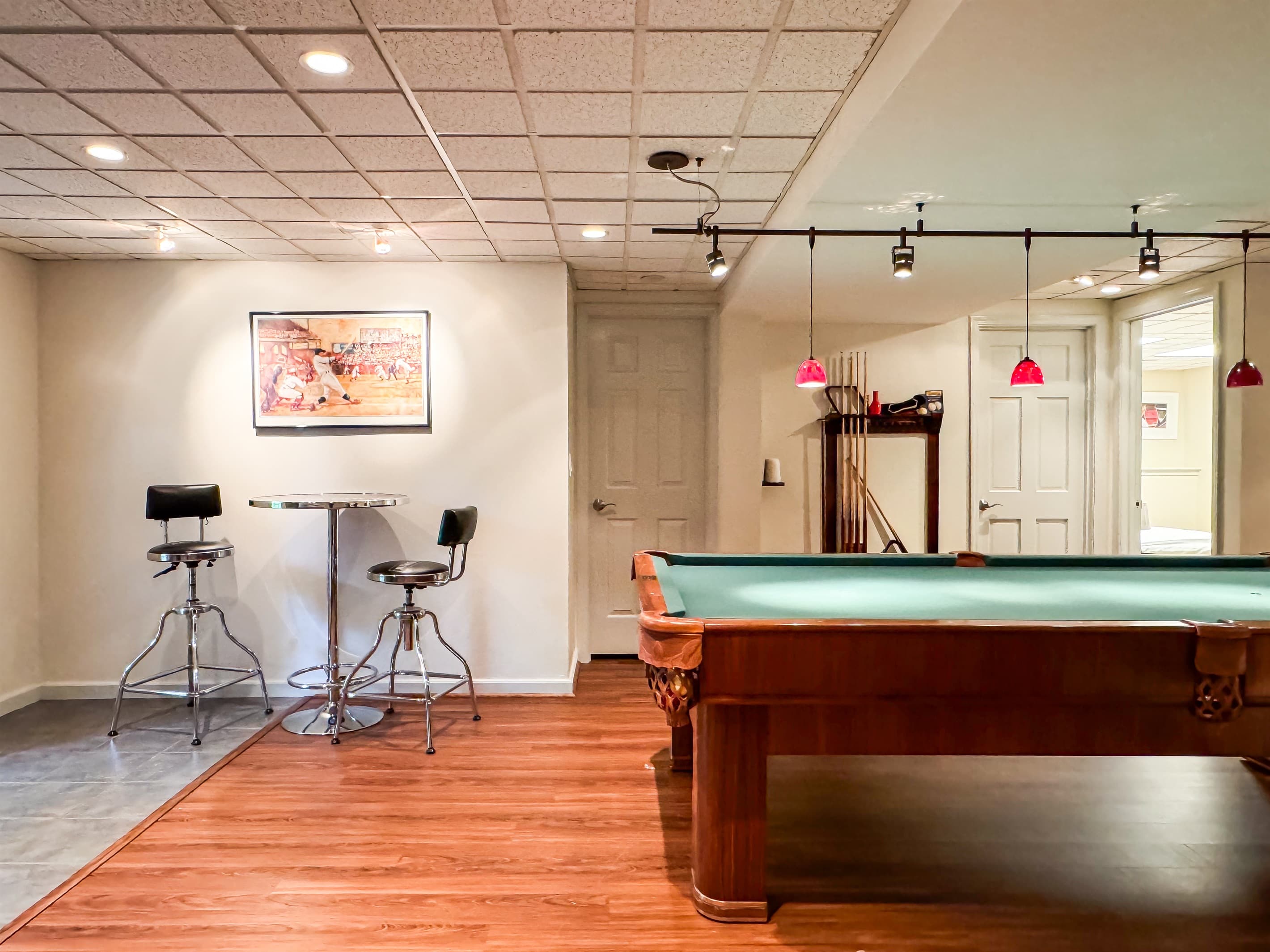 Family Room in the lower level is ready for all the family entertainment at Pointer Haus.