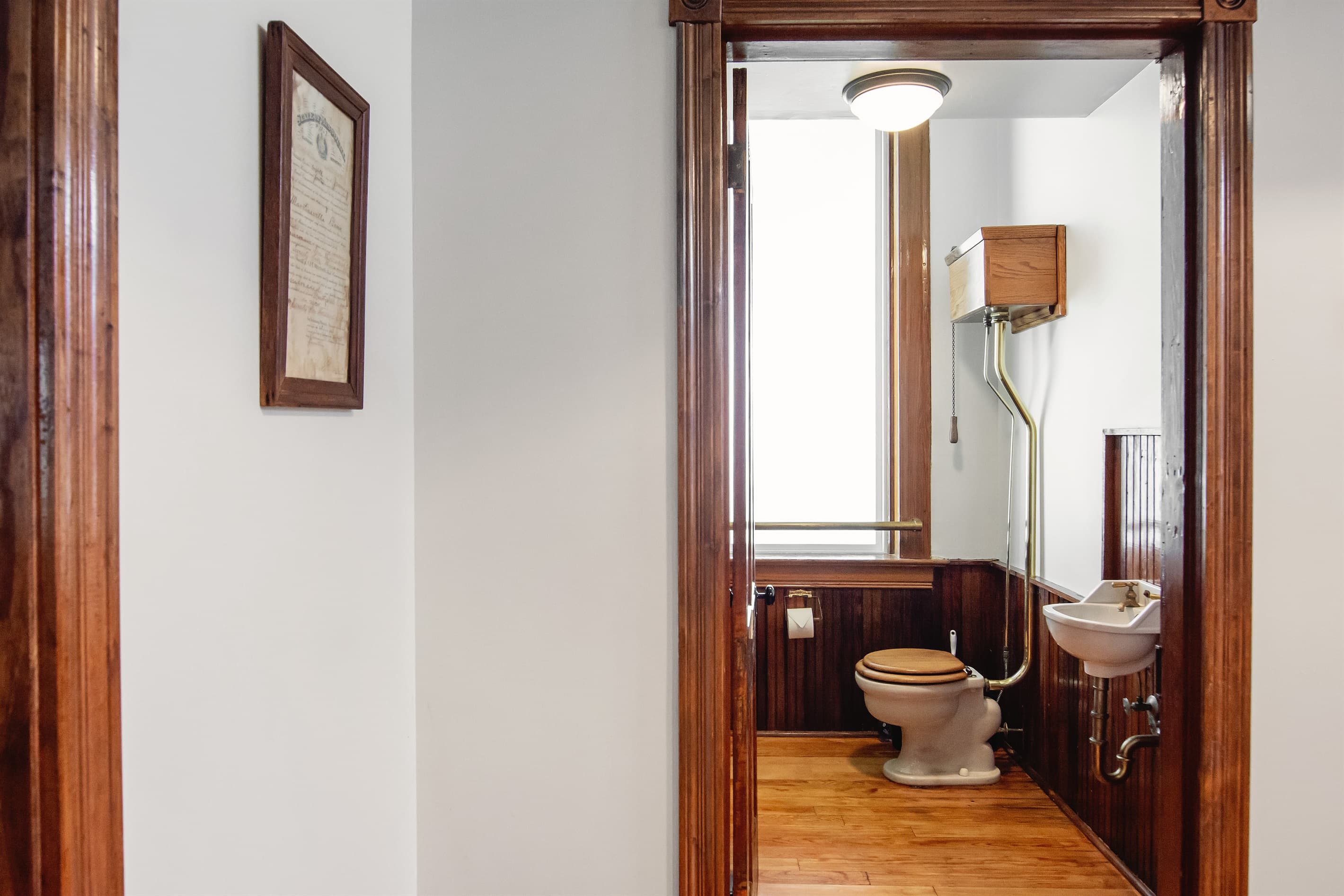 Half bathroom off the main level living area.
