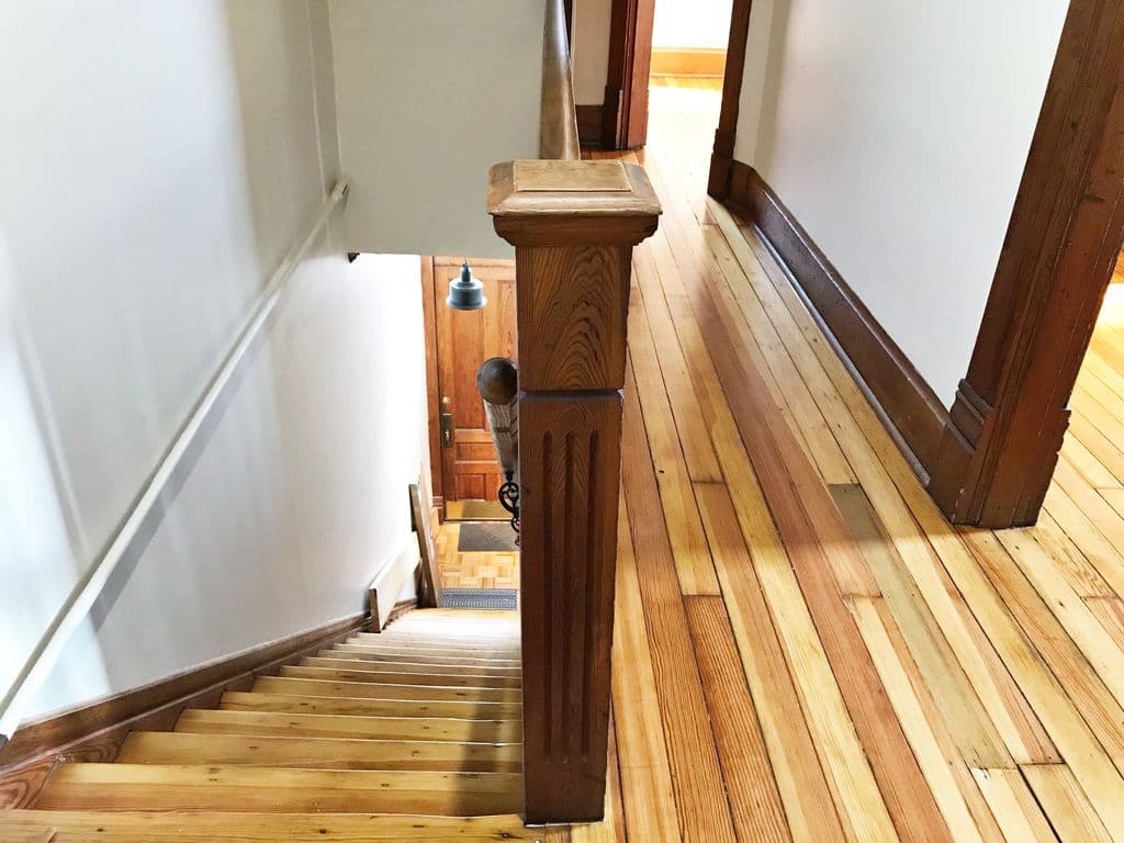 Historic steep stairs to the second level