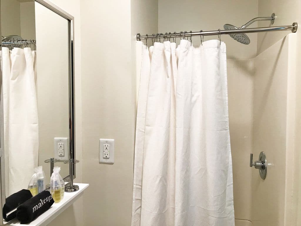 Walk in shower in upper level bedroom