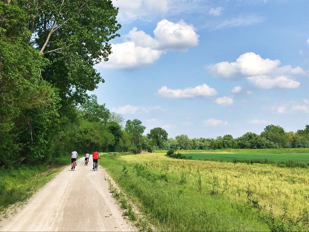 The Katy Trail is an easy ride, nice and flat, as it was originally a railroad