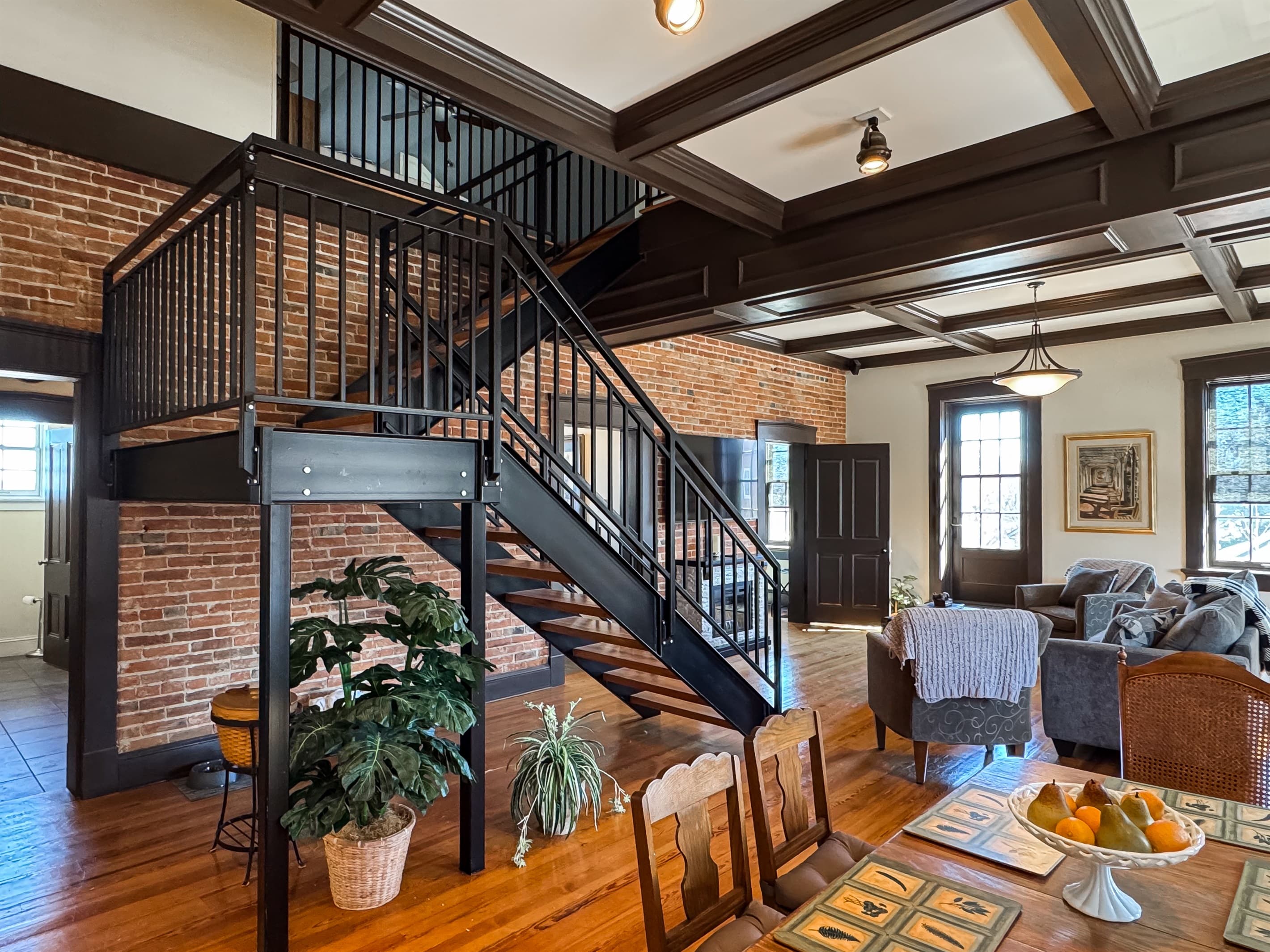 Large sturdy stairs to the 2nd bedroom and main bathroom with plenty of room to spread out at Tamm Loft in downtown Washington, MO.