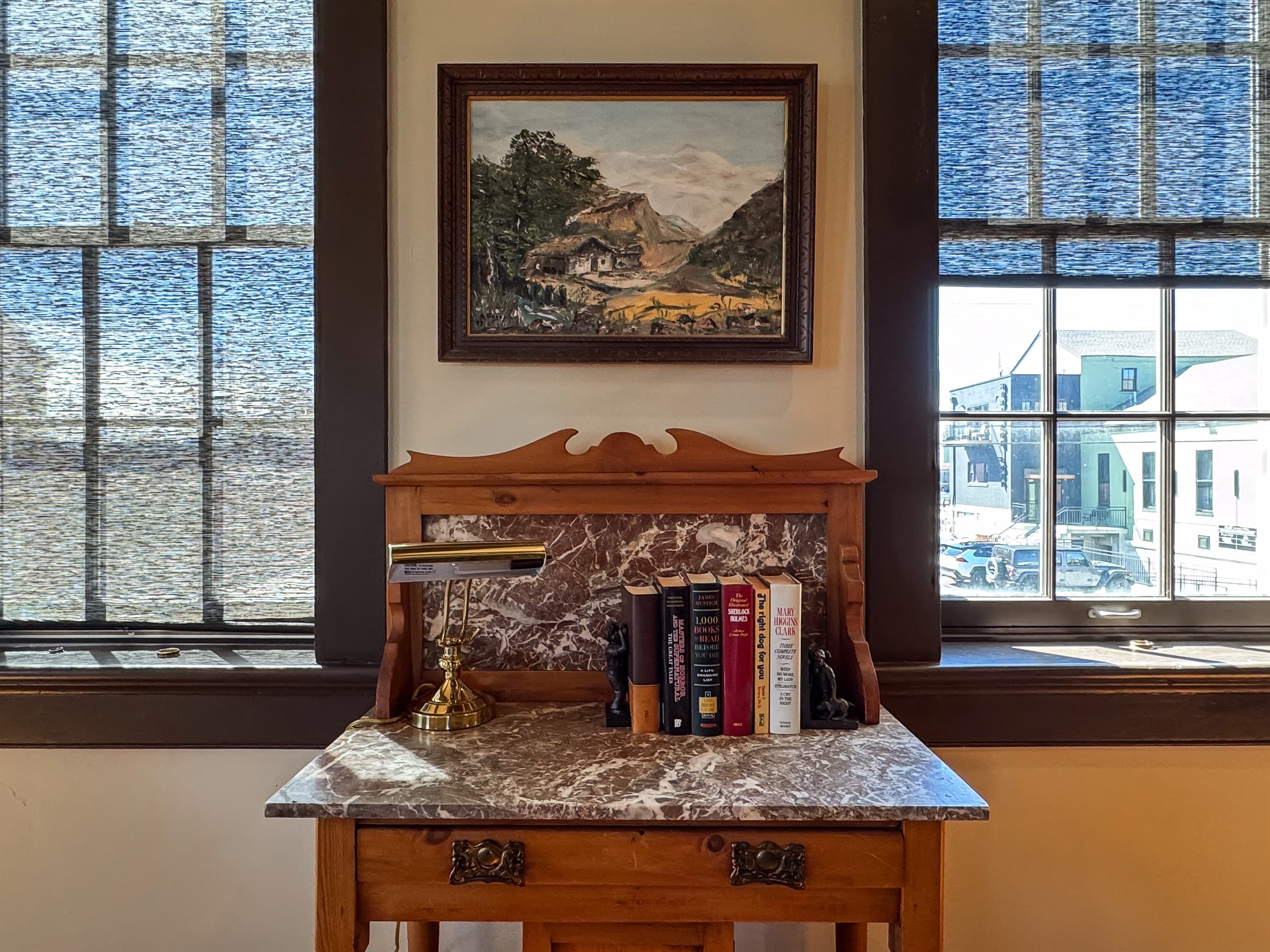 Living Room with historic Washington, MO views at Tamm Loft.
