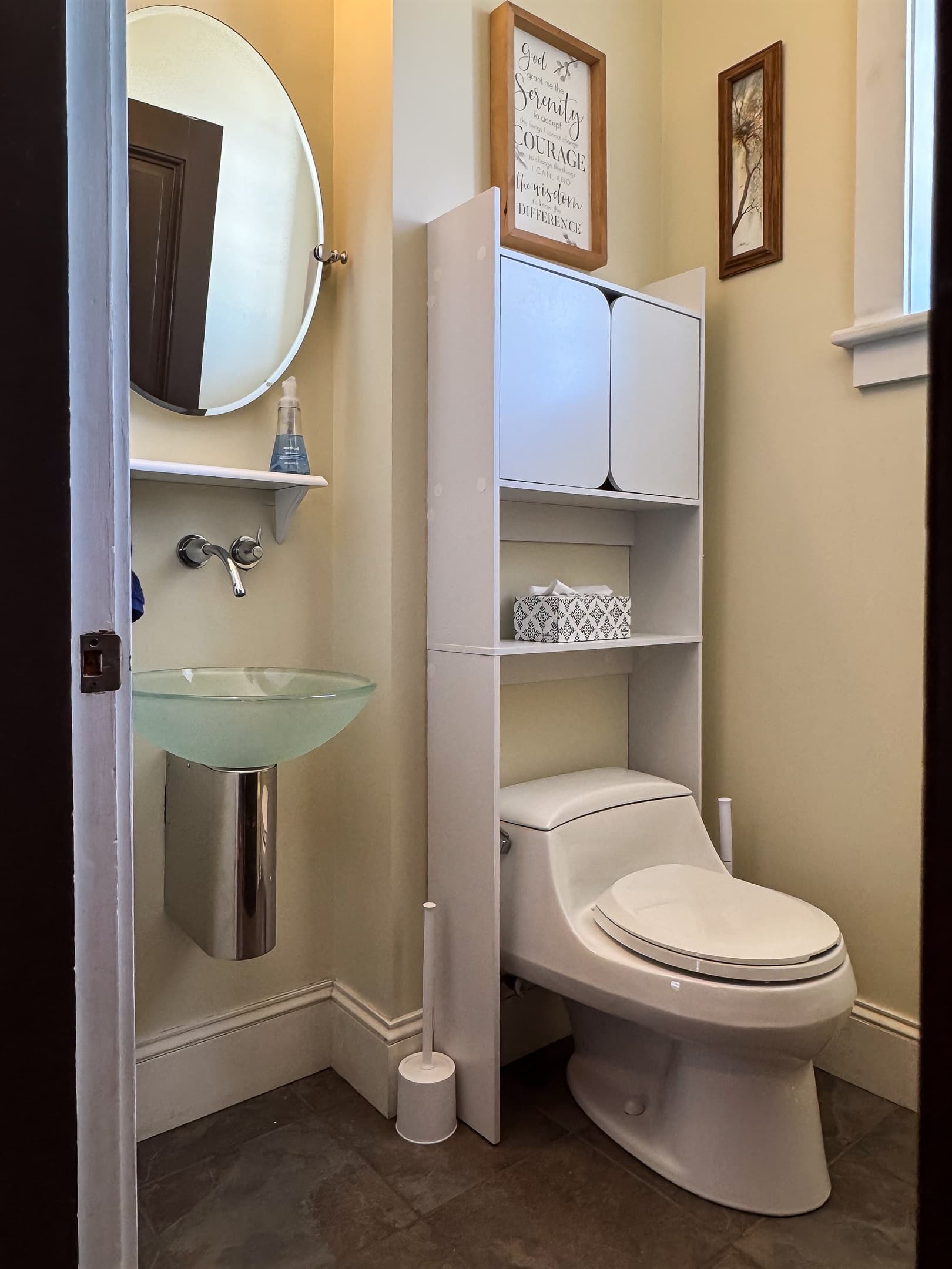 Main Level 1/2 bath located off the kitchen at Tamm Loft.
