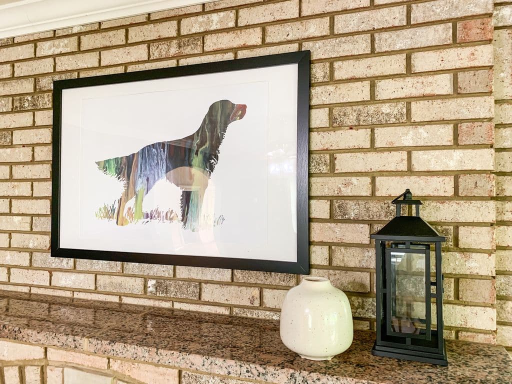 Mantle and decor in main level living area in Setter Haus.
