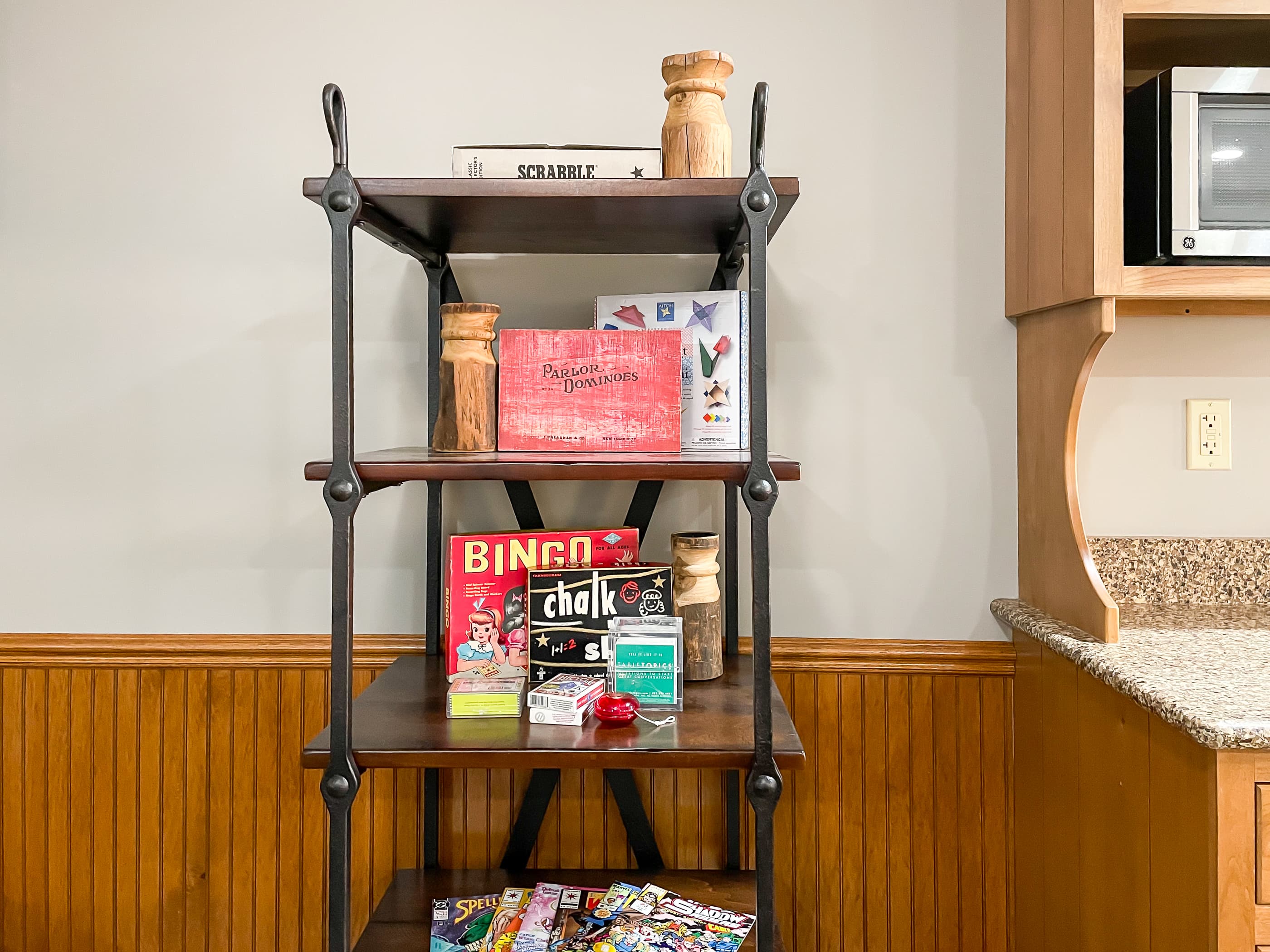 OPTIONAL ADD ON: Beekeepers Cottage Garage upper level game room with flat screen Smart TV and comfy leather furniture great for game or movie night with family and friends.