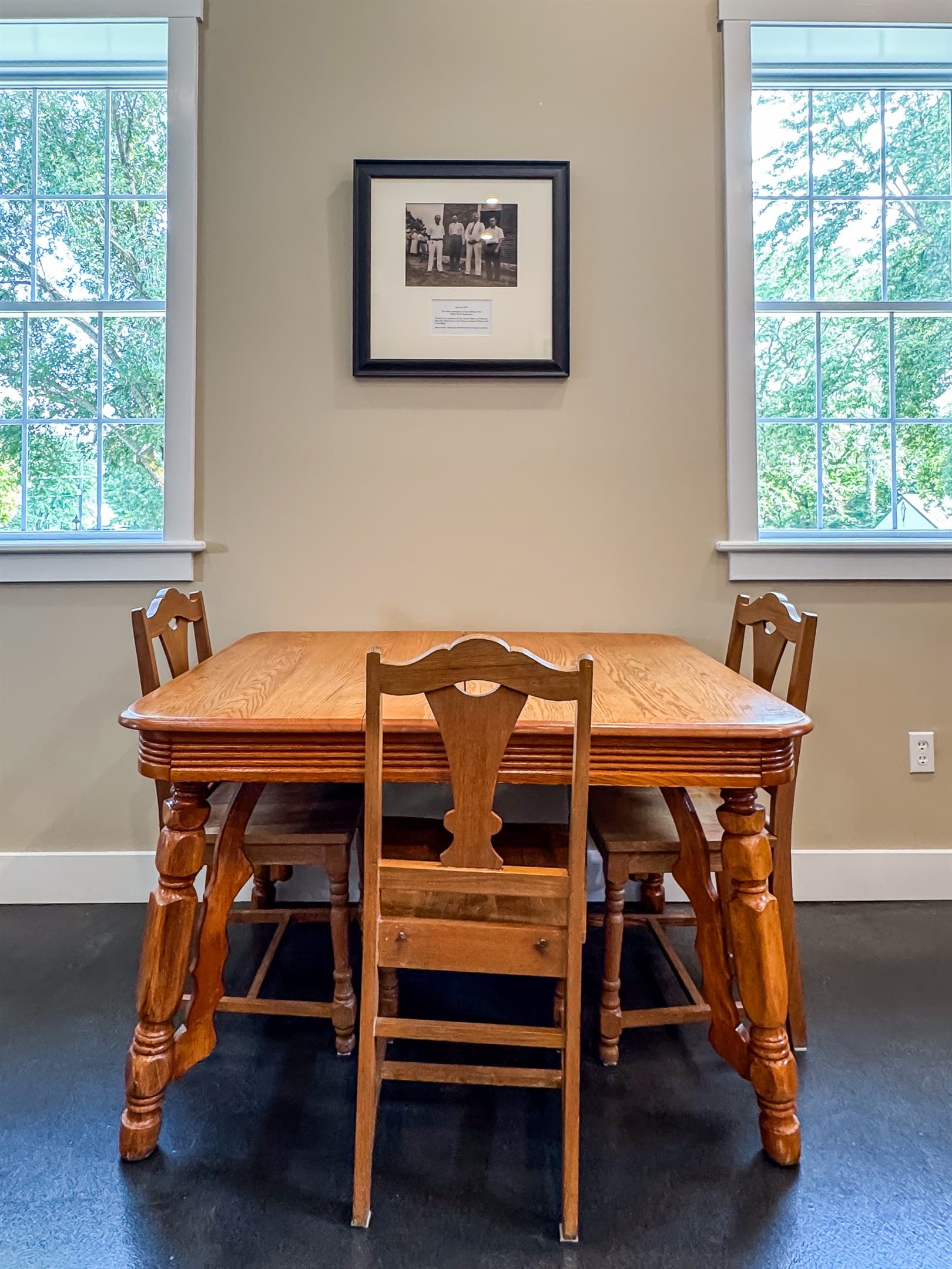 Light and airy dining area with seating at Pikes Peak Schoolhouse.