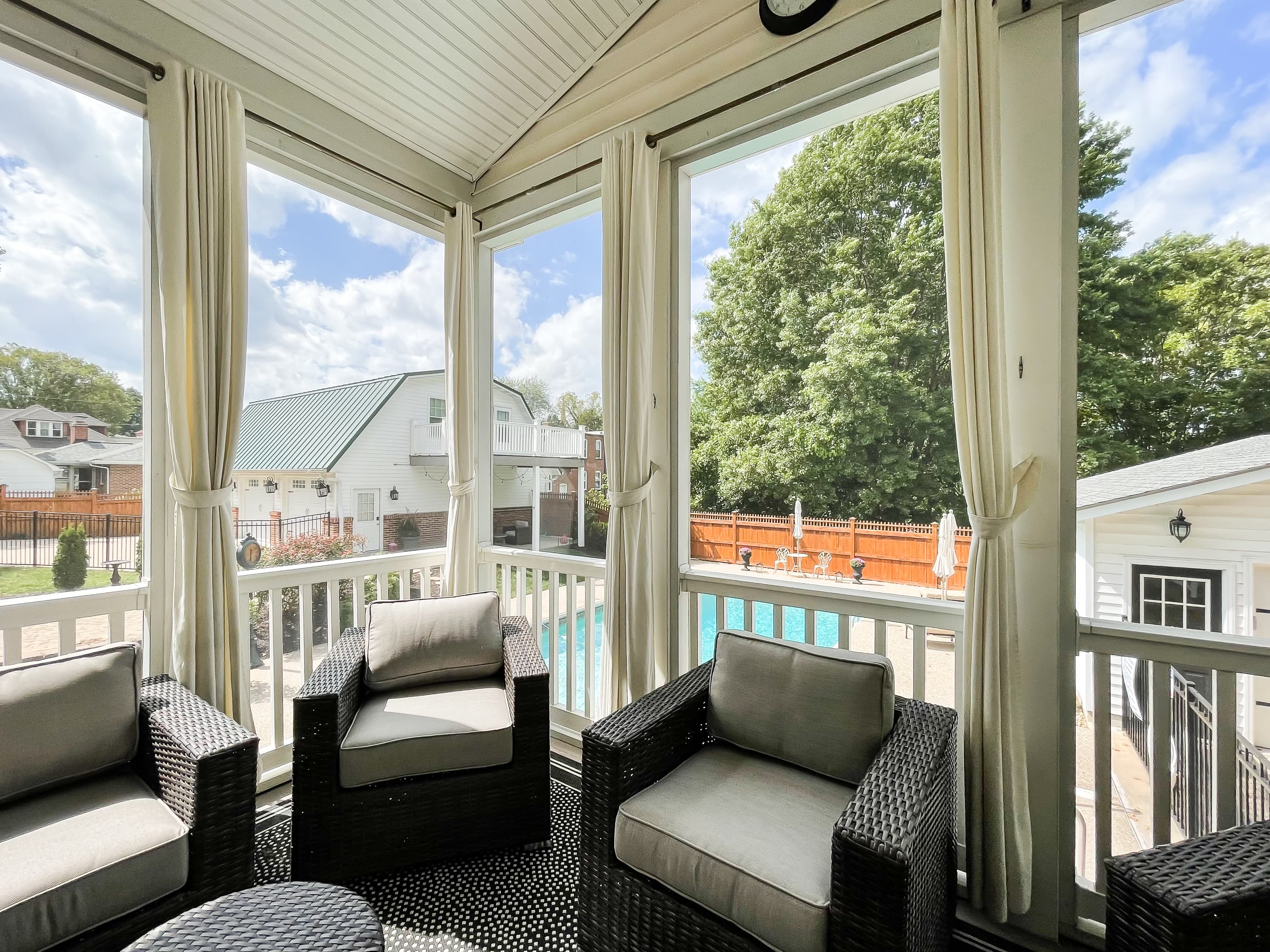 Screened in back porch at the Mill Haus
