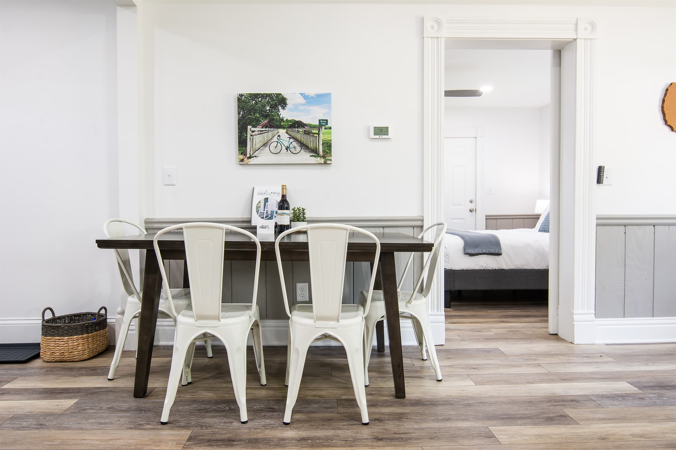 Large dining table for 4 at the Katy Haus.